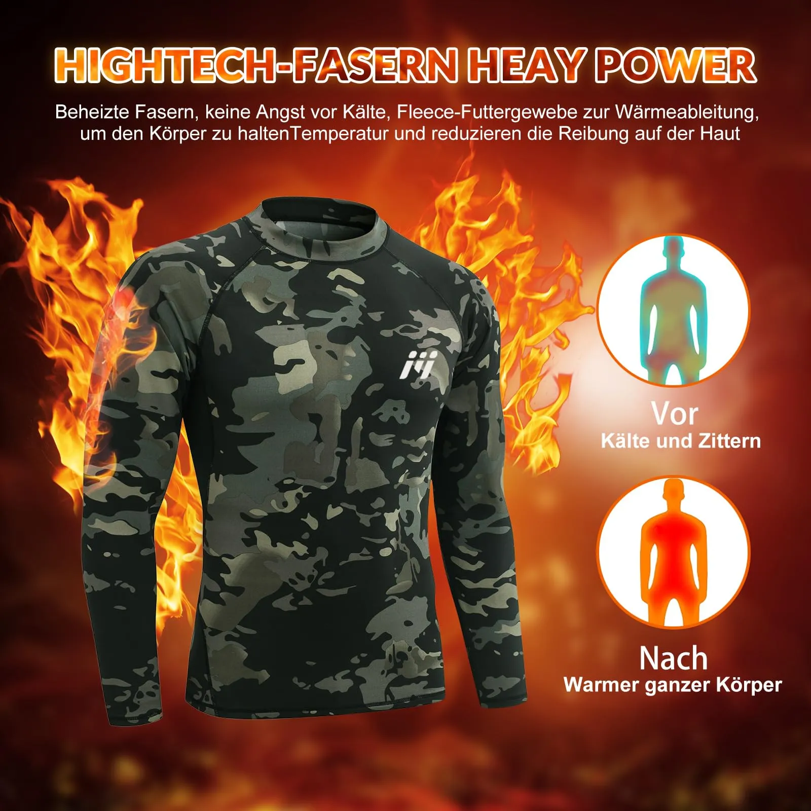 MEETWEE Maglia Termica Uomo, Camo,M - immagine 3