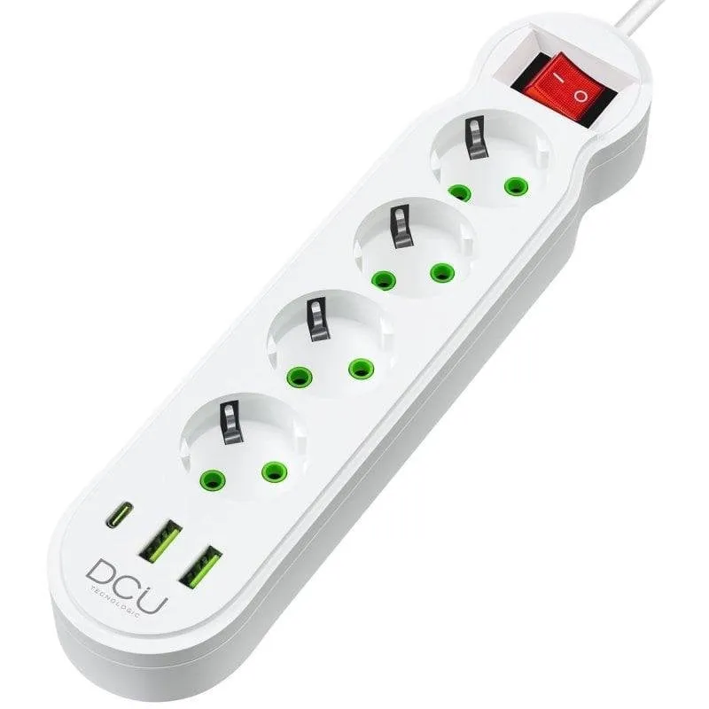 Multipresa DCU Advance Tecnologic 4 prese 2 USB-A 1 USB-C protezione cavo 2 m - immagine 1