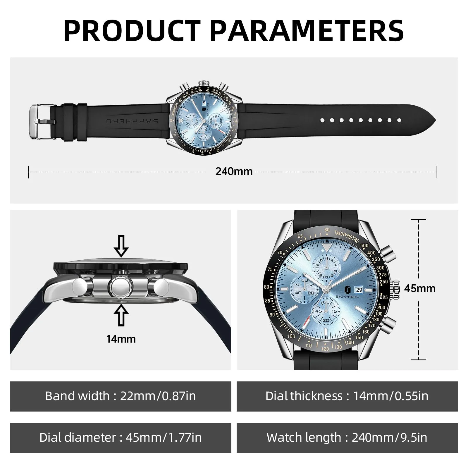 BENYAR BY Orologio Uomo Cronografo Analogico al Quarzo Impermeabile Luminoso Orologio da Polso Sportivo Orologi Regali per Uomo - immagine 4