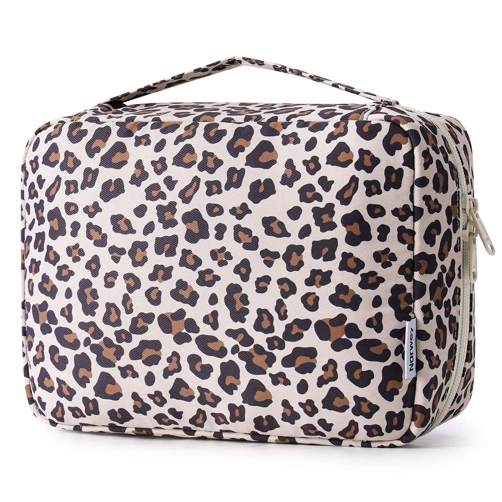 Narwey Beauty case da donna, da appendere, da uomo, Stampa leopardata beige - immagine 1