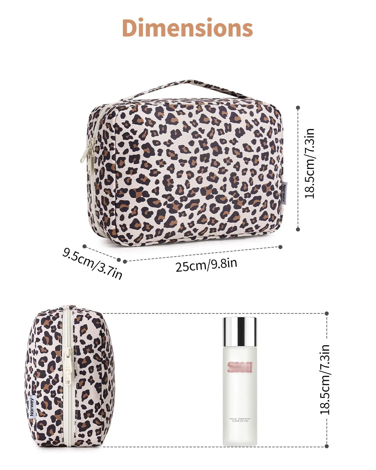 Narwey Beauty case da donna, da appendere, da uomo, Stampa leopardata beige - immagine 5