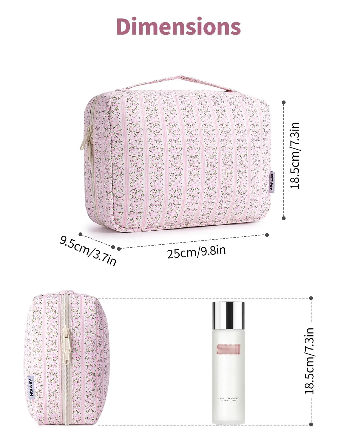Narwey Beauty case da donna, da appendere, da uomo, boccioli rosa, Classico - immagine 5