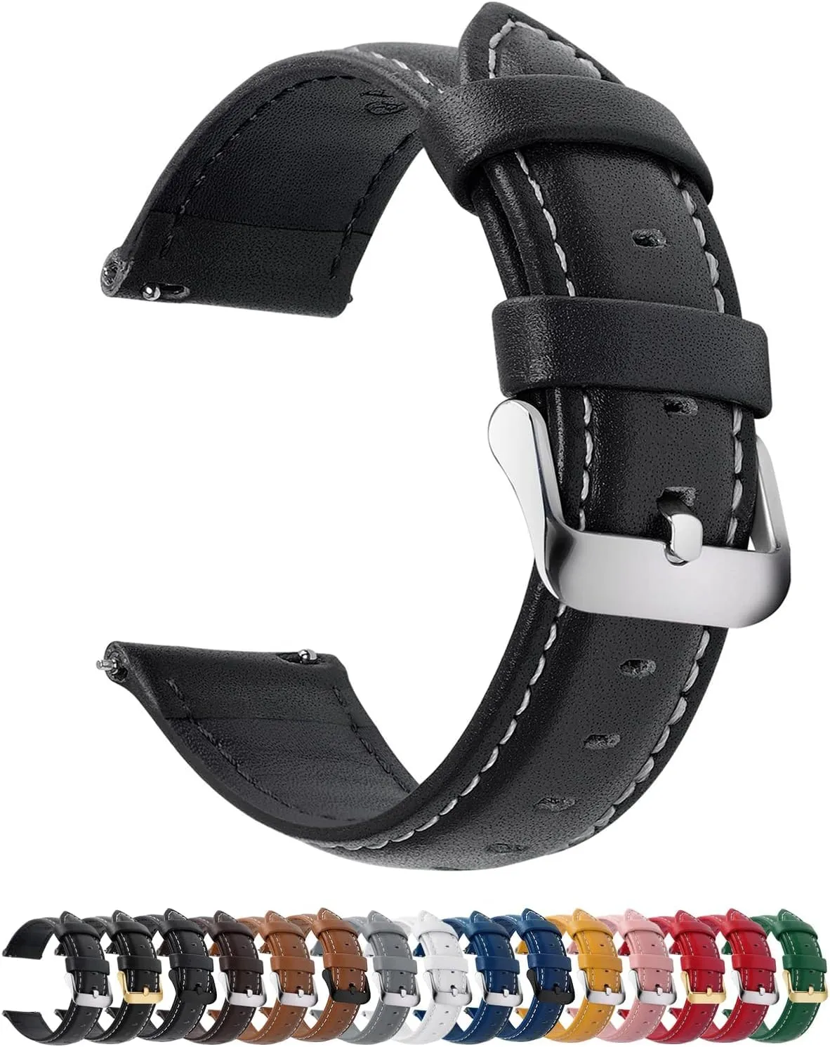 Fullmosa Cinturino Orologio 21mm in Pelle Sgancio Rapido, Nero - immagine 1