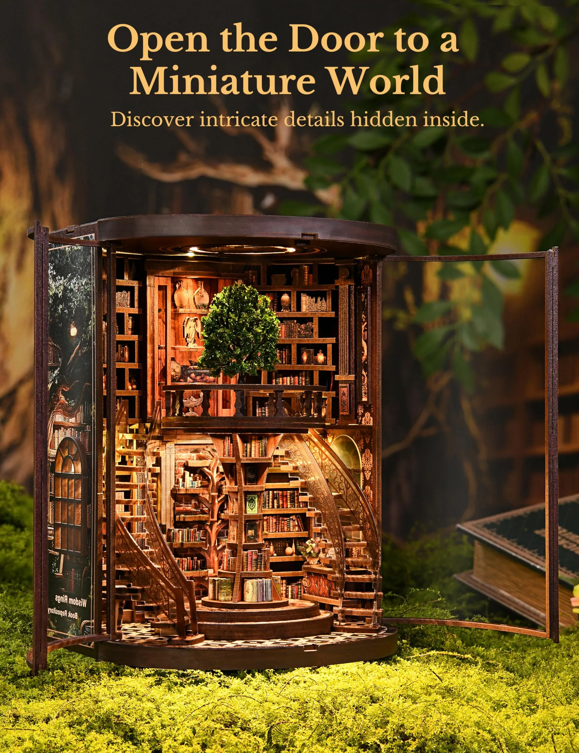 BESSERITE Book Nook Biblioteca con Porte e Luci LED, Puzzle 3D, 356 Pezzi - immagine 2
