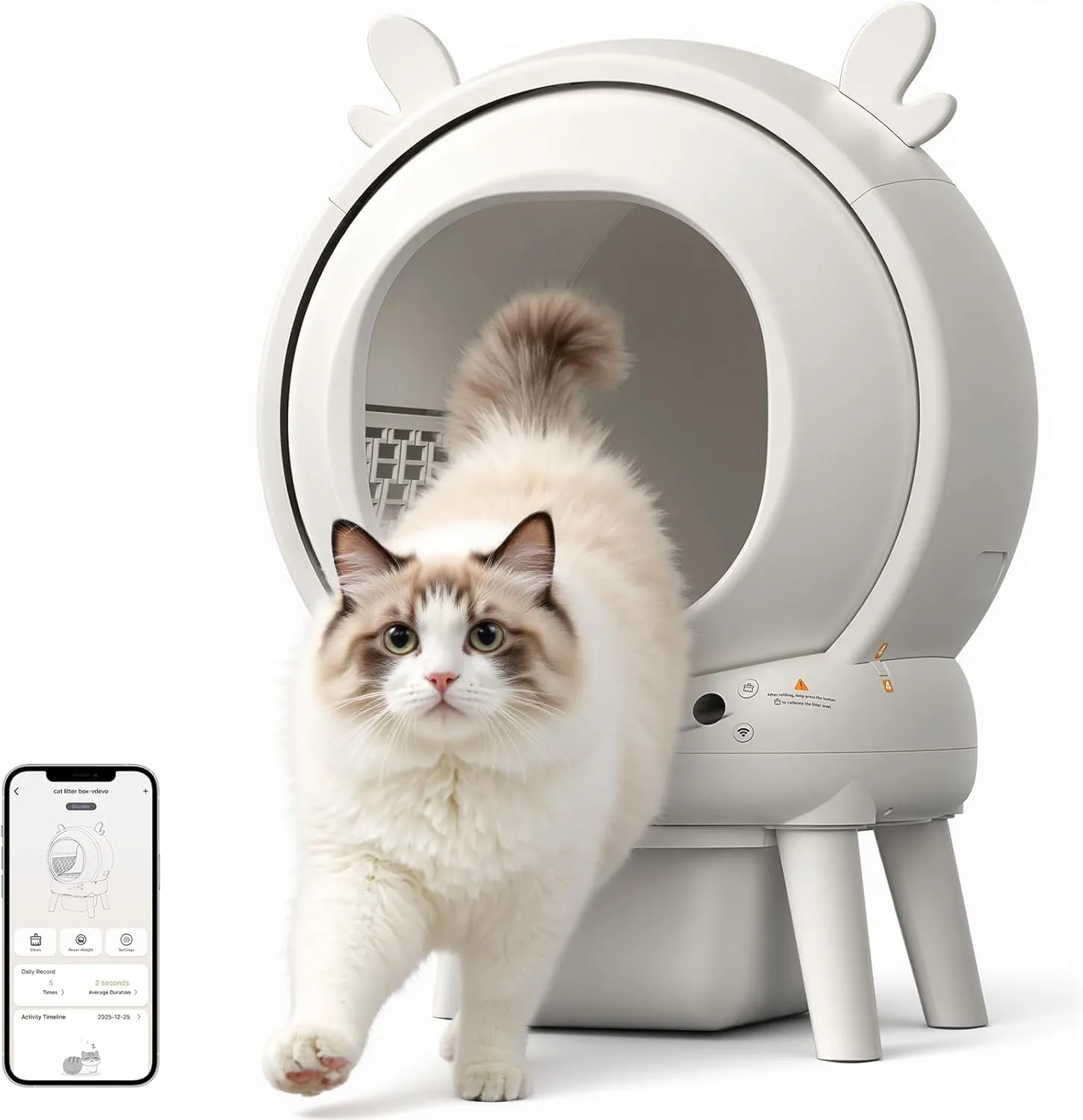 Lettiera Gatto Autopulente XXL, 79L Grande capacità Lettiera Gatto Chiusa, Sensori di Sicurezza, Eliminazione Odori, Anti Trappola, Controllo App, Silenziosa, Lettier Automatica per più Gatti - immagine 1