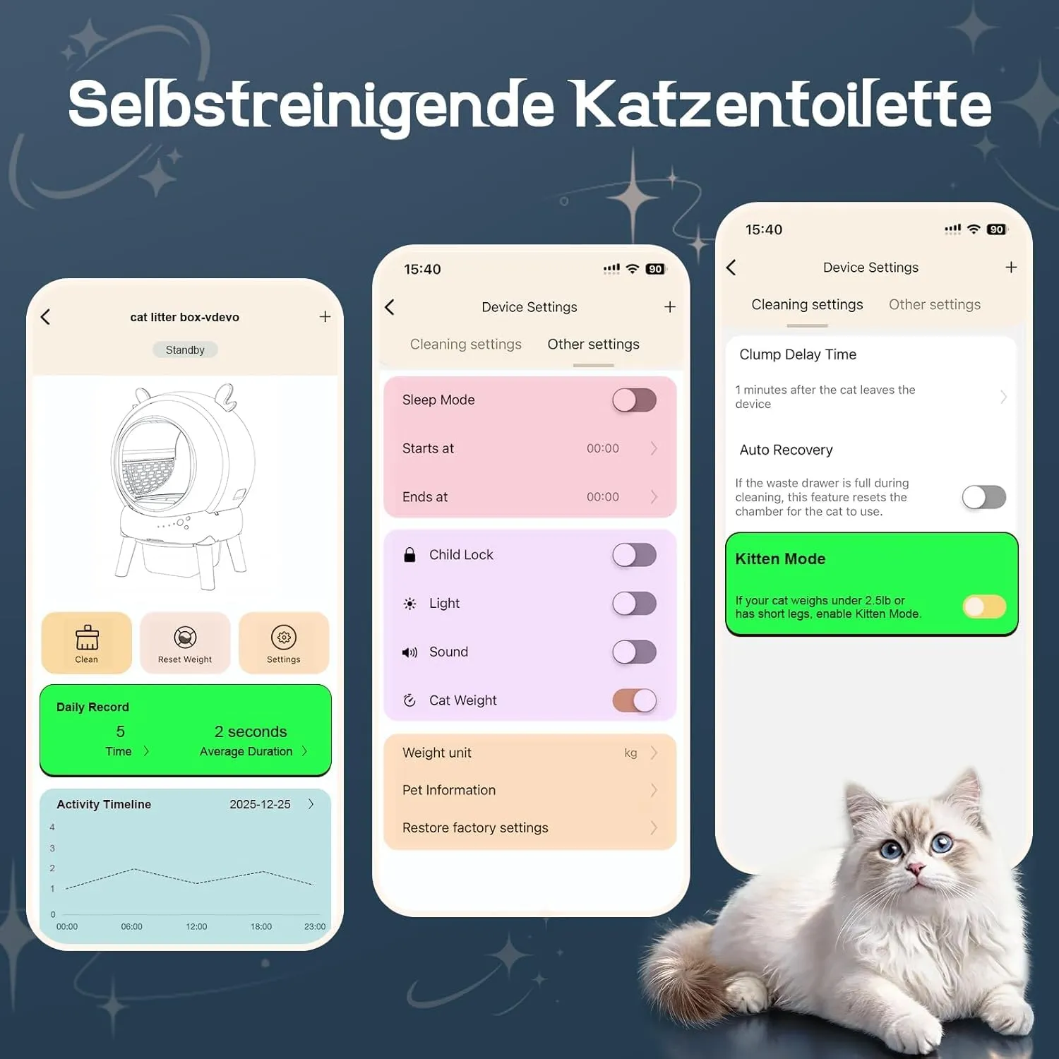 Lettiera Gatto Autopulente XXL, 79L Grande capacità Lettiera Gatto Chiusa, Sensori di Sicurezza, Eliminazione Odori, Anti Trappola, Controllo App, Silenziosa, Lettier Automatica per più Gatti - immagine 3