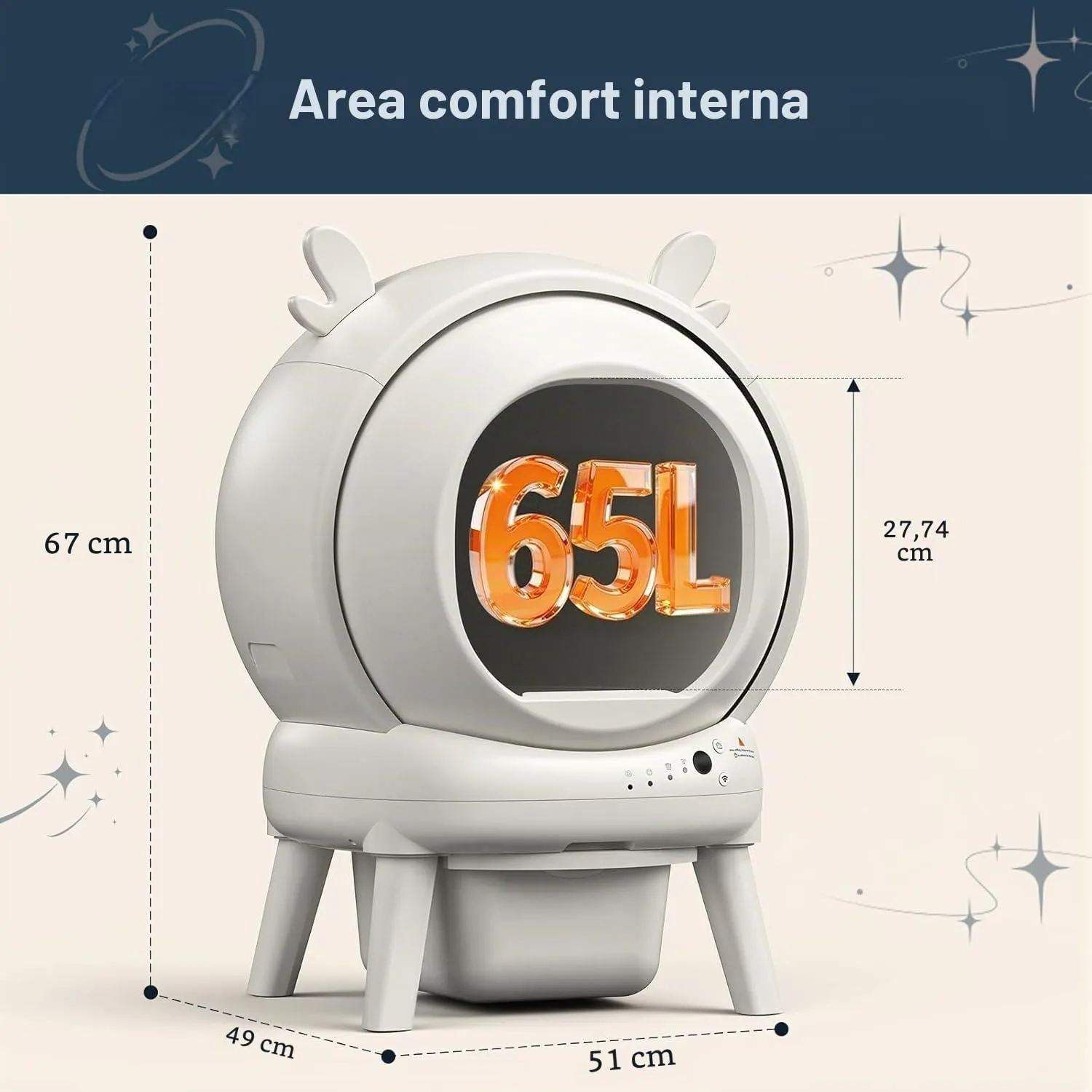 Lettiera Gatto Autopulente XXL, 79L Grande capacità Lettiera Gatto Chiusa, Sensori di Sicurezza, Eliminazione Odori, Anti Trappola, Controllo App, Silenziosa, Lettier Automatica per più Gatti - immagine 8