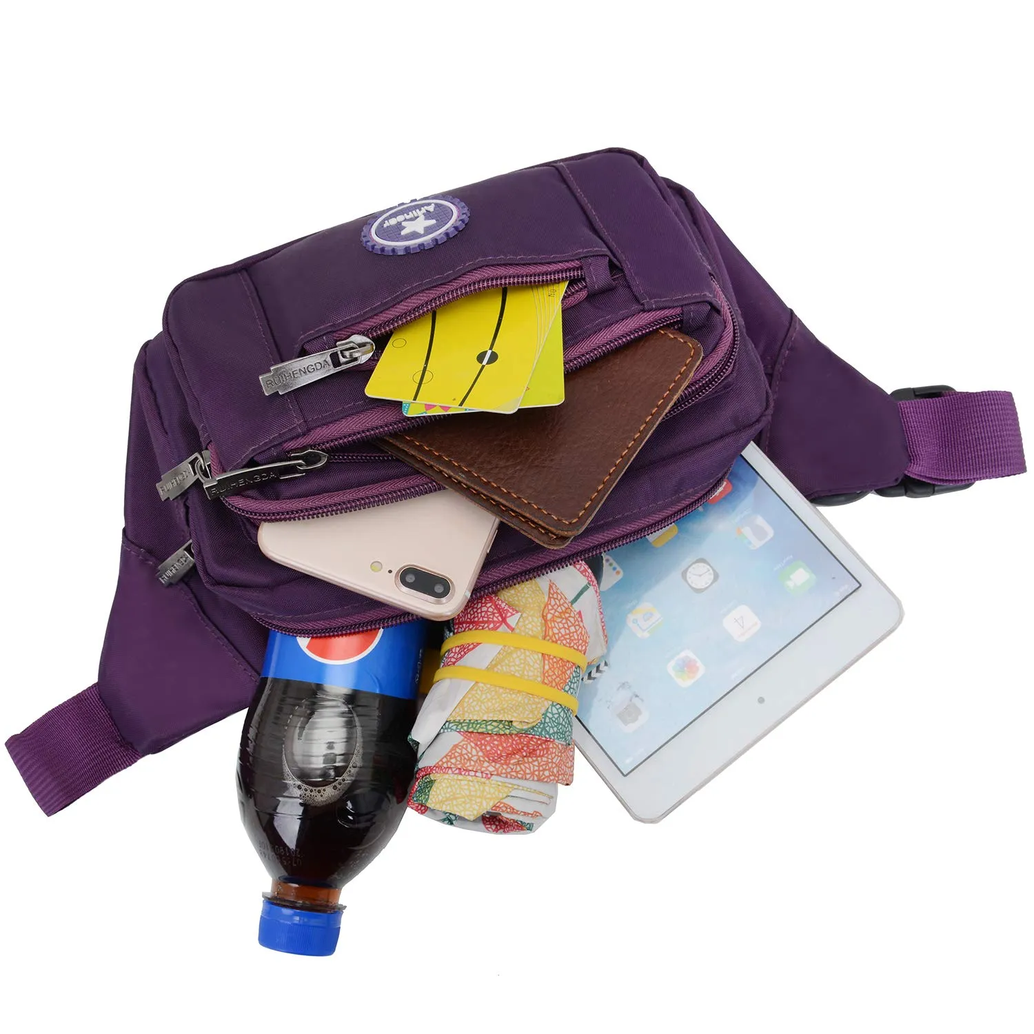 Impermeabile Borse Banana Uomo Donna Sport Running Zaini Escursionismo Borse Sportive Bicicletta Custodie per Coltelli e Strumenti da Trekking (Viola) - immagine 3