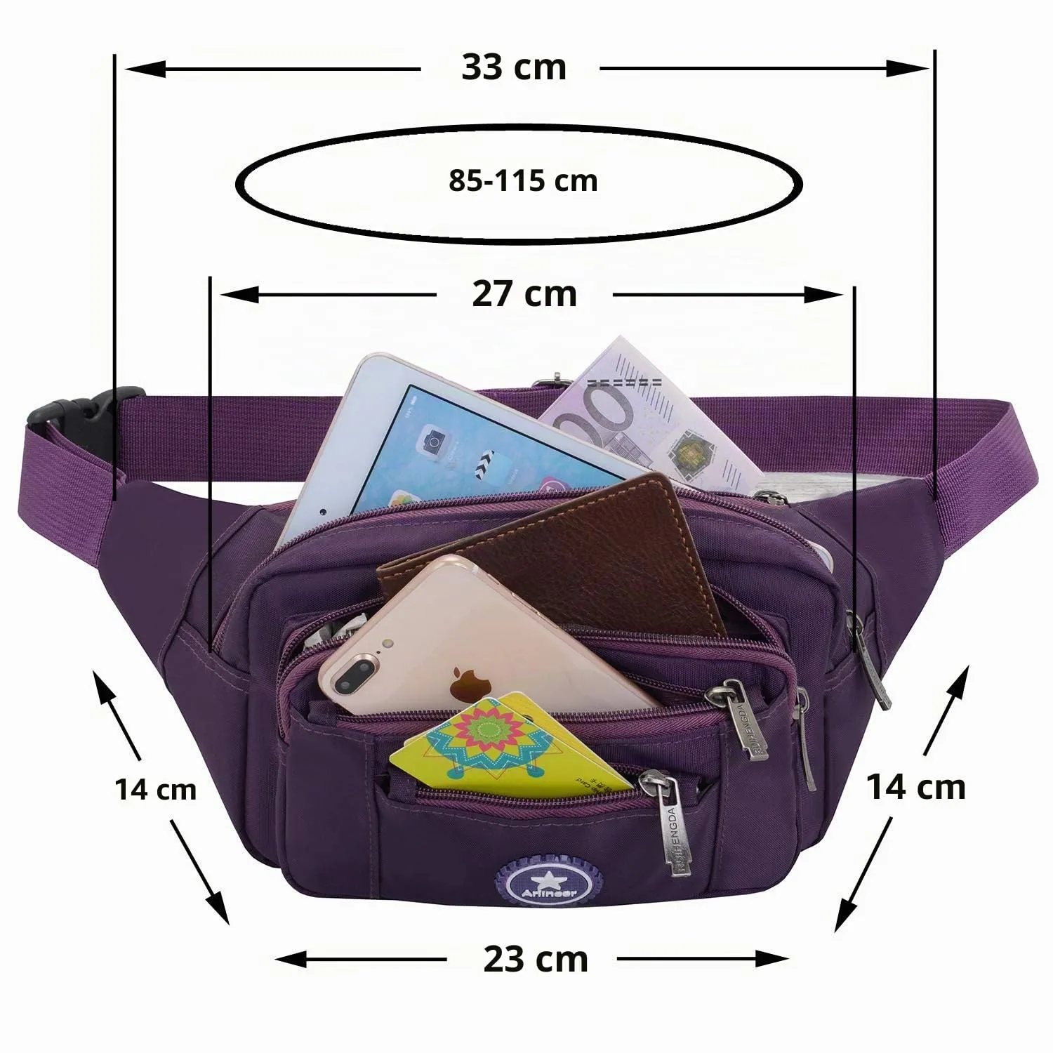 Impermeabile Borse Banana Uomo Donna Sport Running Zaini Escursionismo Borse Sportive Bicicletta Custodie per Coltelli e Strumenti da Trekking (Viola) - immagine 4