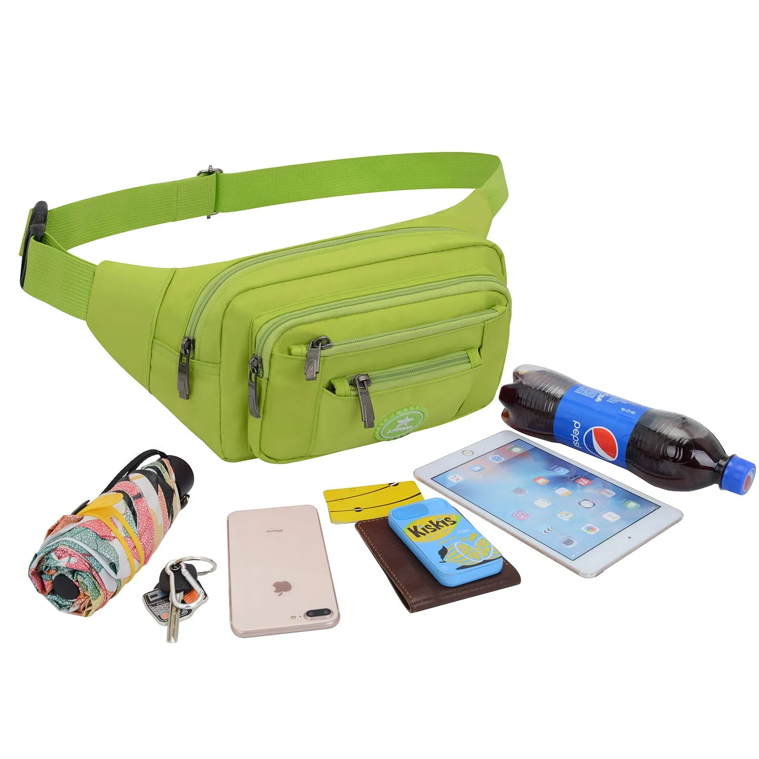 Impermeabile Borse Banana Uomo Donna Sport Running Zaini Escursionismo Borse Sportive Bici Custodie per Coltelli e Strumenti da Trekking (Verde) - immagine 2