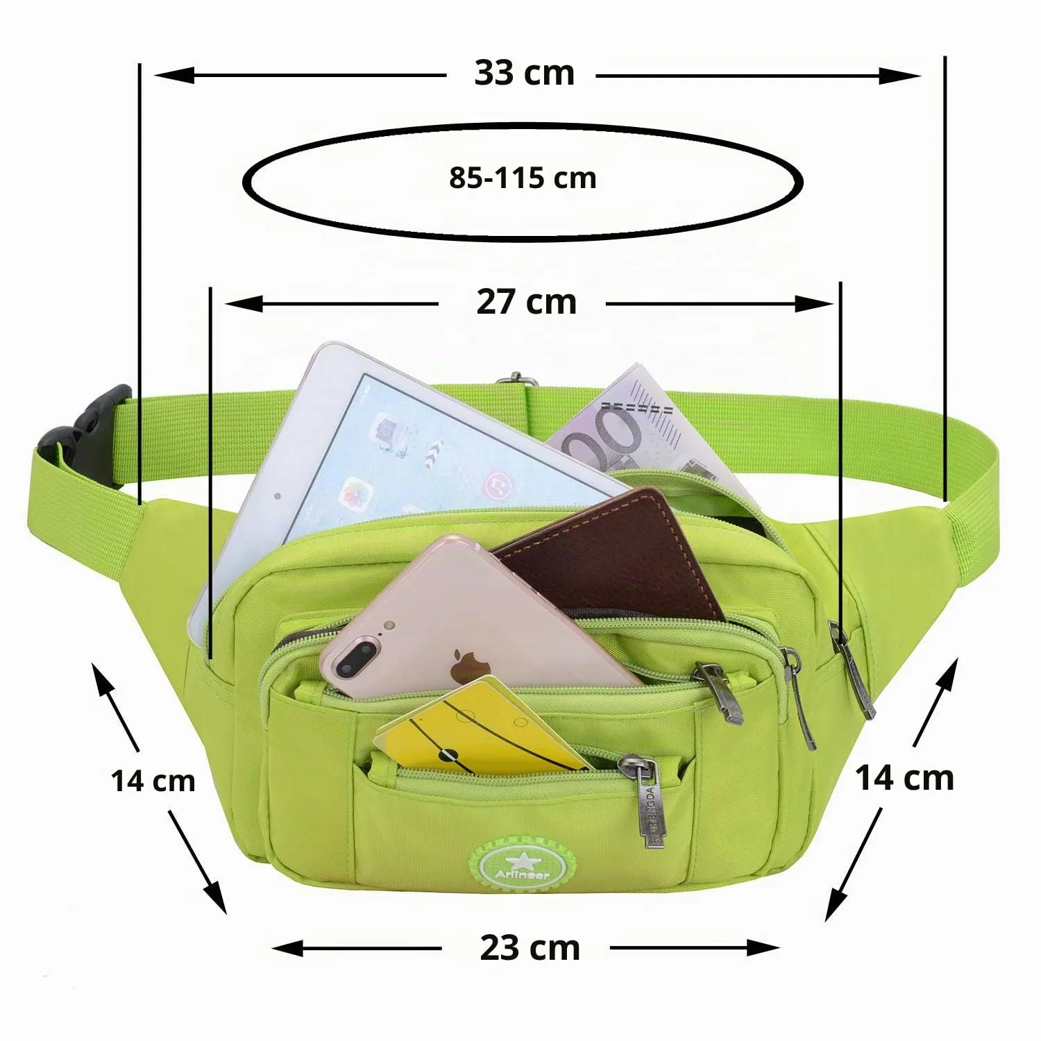 Impermeabile Borse Banana Uomo Donna Sport Running Zaini Escursionismo Borse Sportive Bici Custodie per Coltelli e Strumenti da Trekking (Verde) - immagine 4