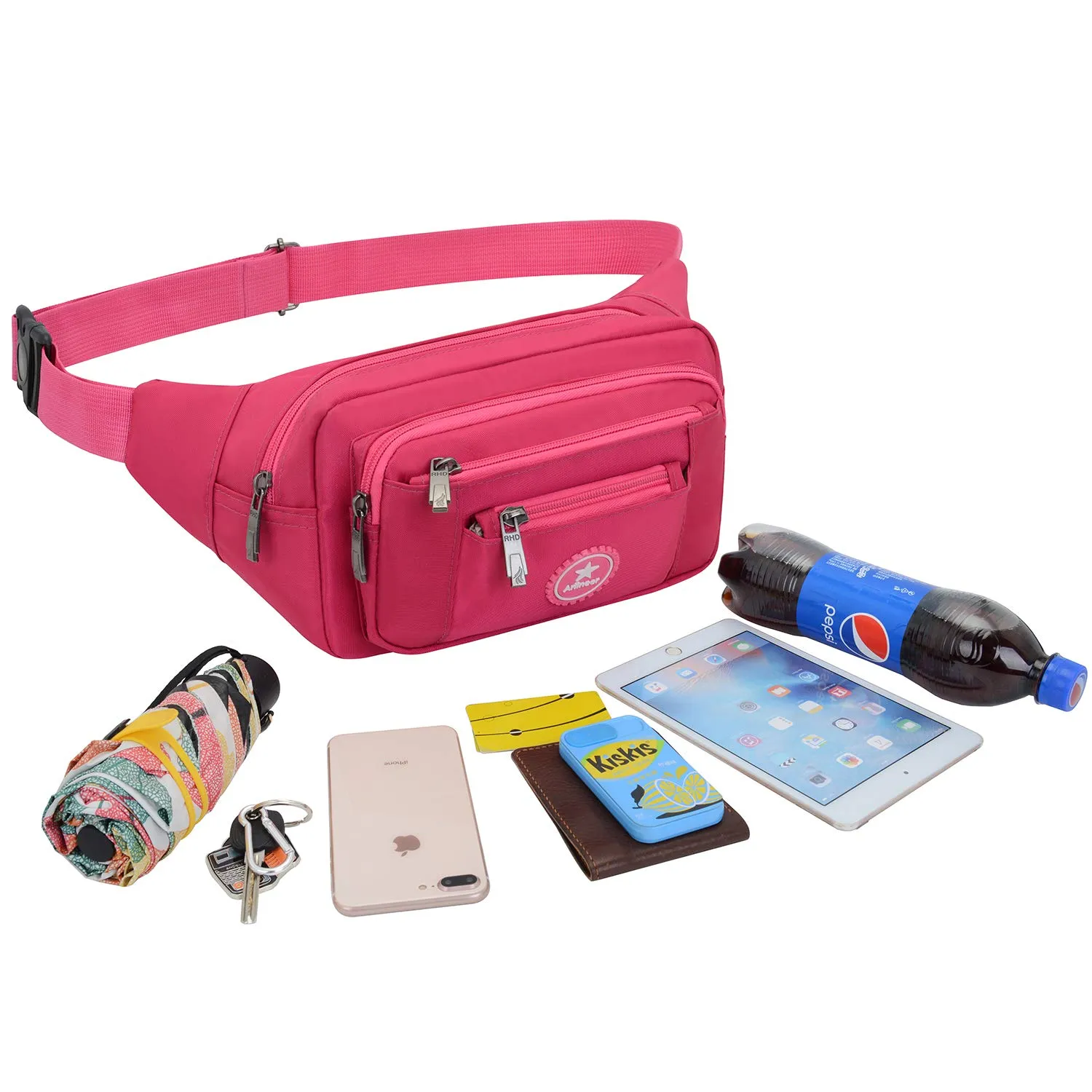 Impermeabile Borse Banana Uomo Donna Sport Running Zaini Escursionismo Borse Sportive Bici Custodie per Coltelli e Strumenti da Trekking (Rosa) - immagine 2