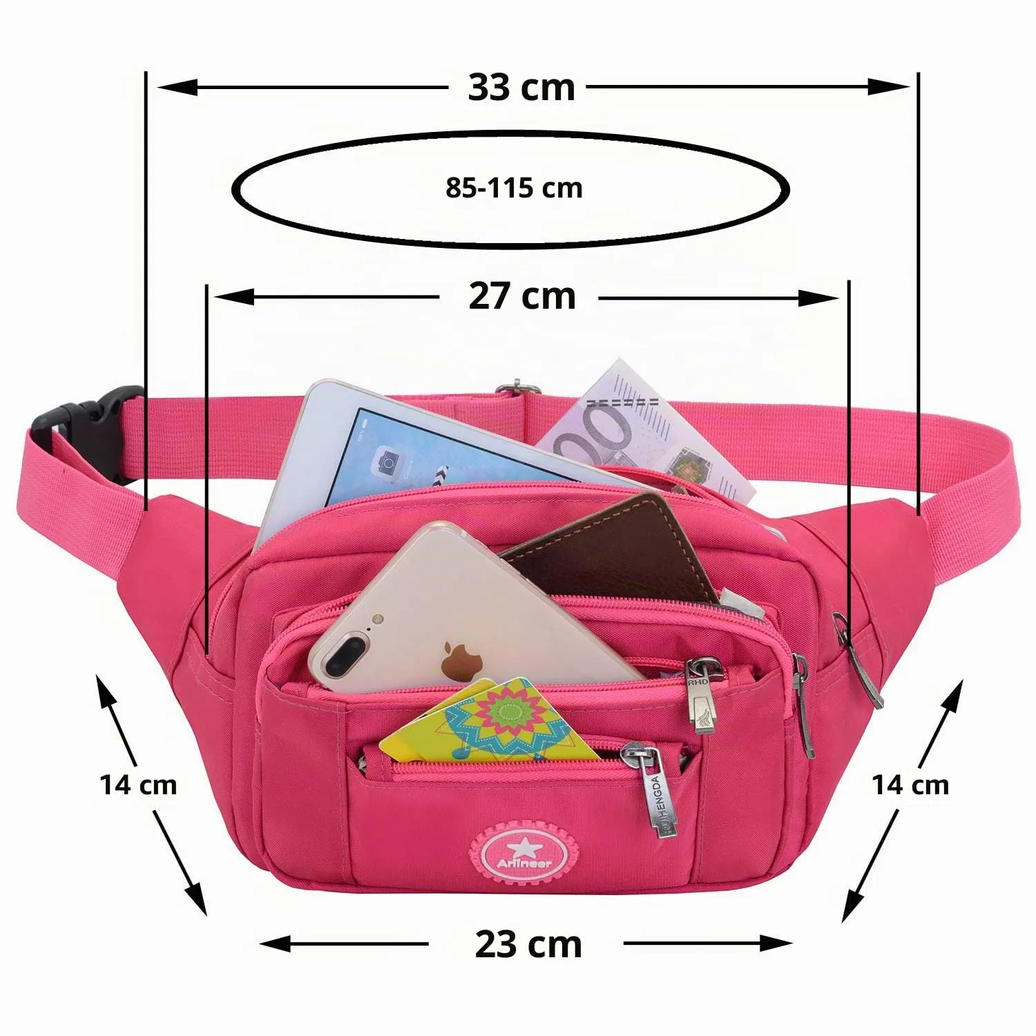 Impermeabile Borse Banana Uomo Donna Sport Running Zaini Escursionismo Borse Sportive Bici Custodie per Coltelli e Strumenti da Trekking (Rosa) - immagine 4