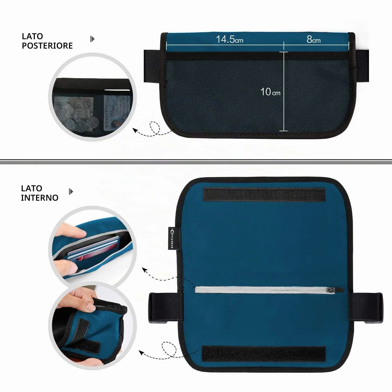MYCARBON Cintura porta soldi da viaggio RFID contro furto invisibile portafoglio nascosto sotto i vestiti cintura portafoglio da viaggio di sicurezza marsupio impermeabile per denaro, carte, - immagine 4