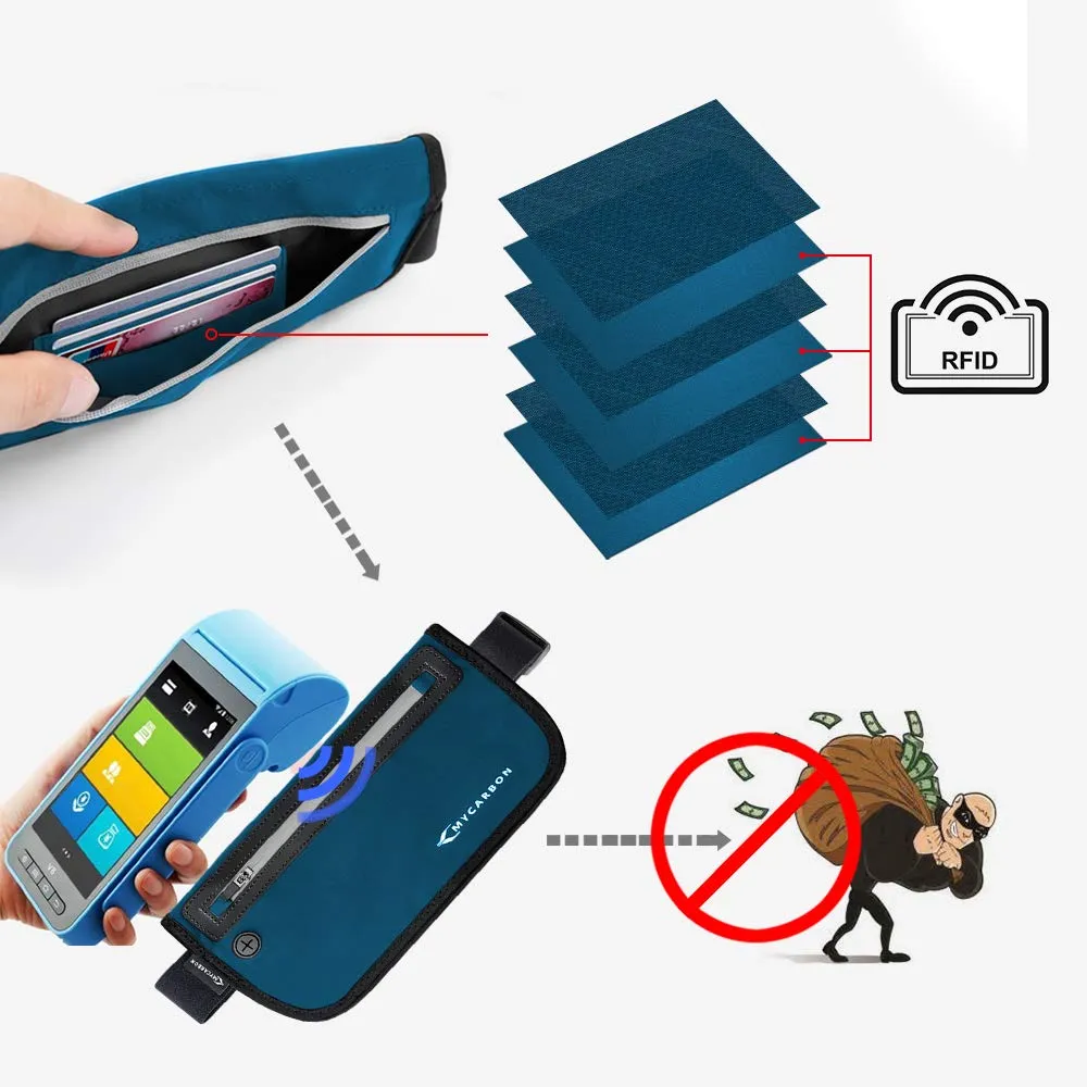 MYCARBON Cintura porta soldi da viaggio RFID contro furto invisibile portafoglio nascosto sotto i vestiti cintura portafoglio da viaggio di sicurezza marsupio impermeabile per denaro, carte, - immagine 5