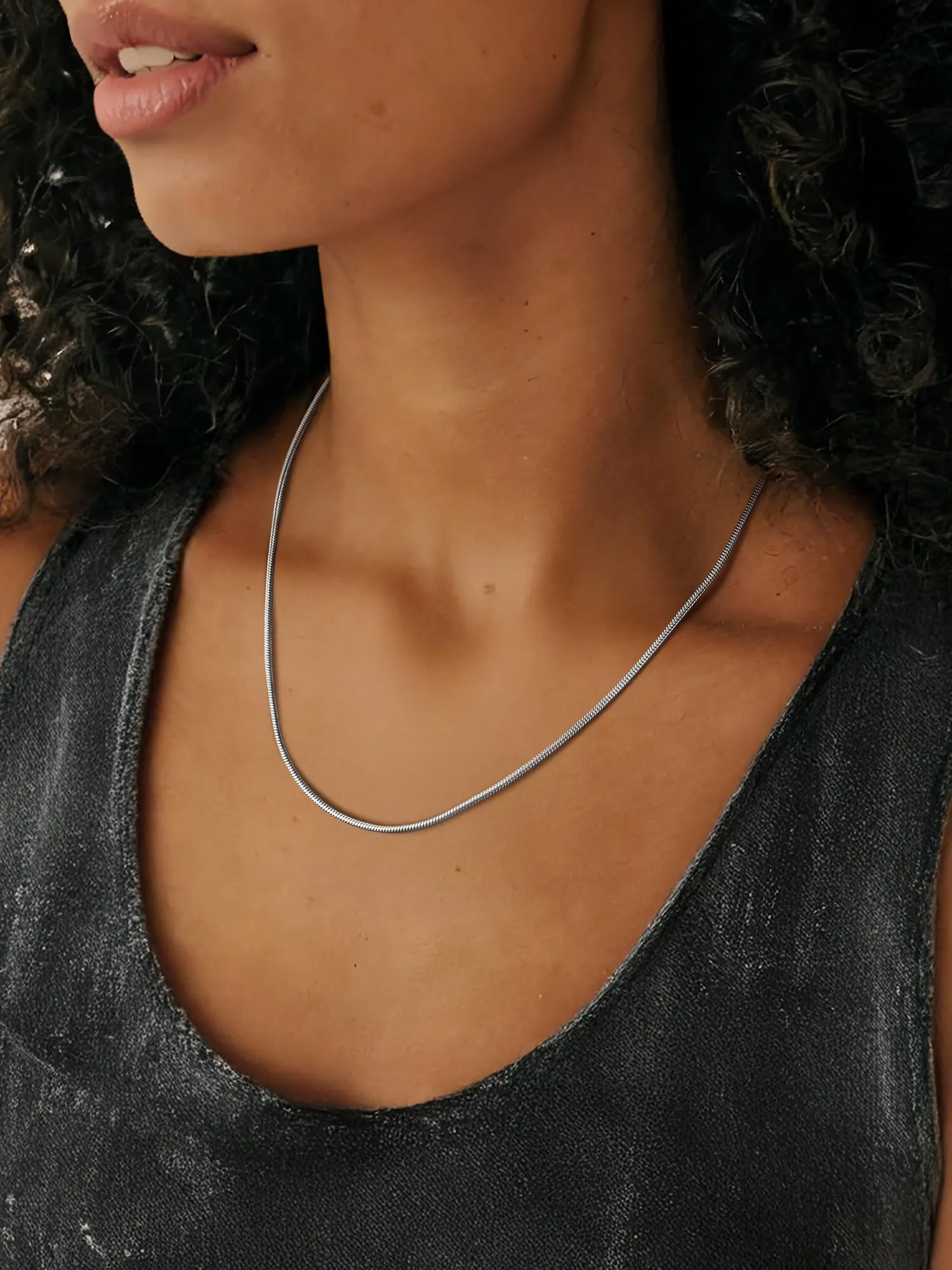 PROSTEEL 76CM Collana Serpente 2MM Collana Uomo Acciaio Donna Argento Serpentina Agile Catenina Versatile Solo o Impilato in 316L Acciaio Inox - immagine 9