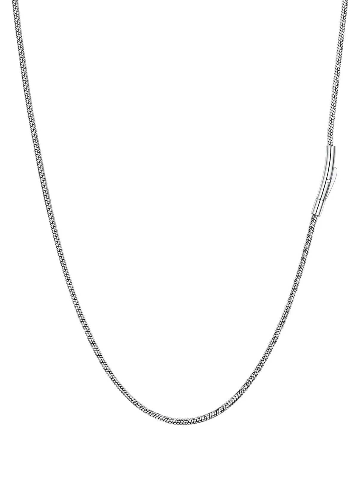PROSTEEL 55CM Collana Serpente 2MM Collana Uomo Acciaio Donna Argento Serpentina Agile Catenina Versatile Solo o Impilato in 316L Acciaio Inox - immagine 1