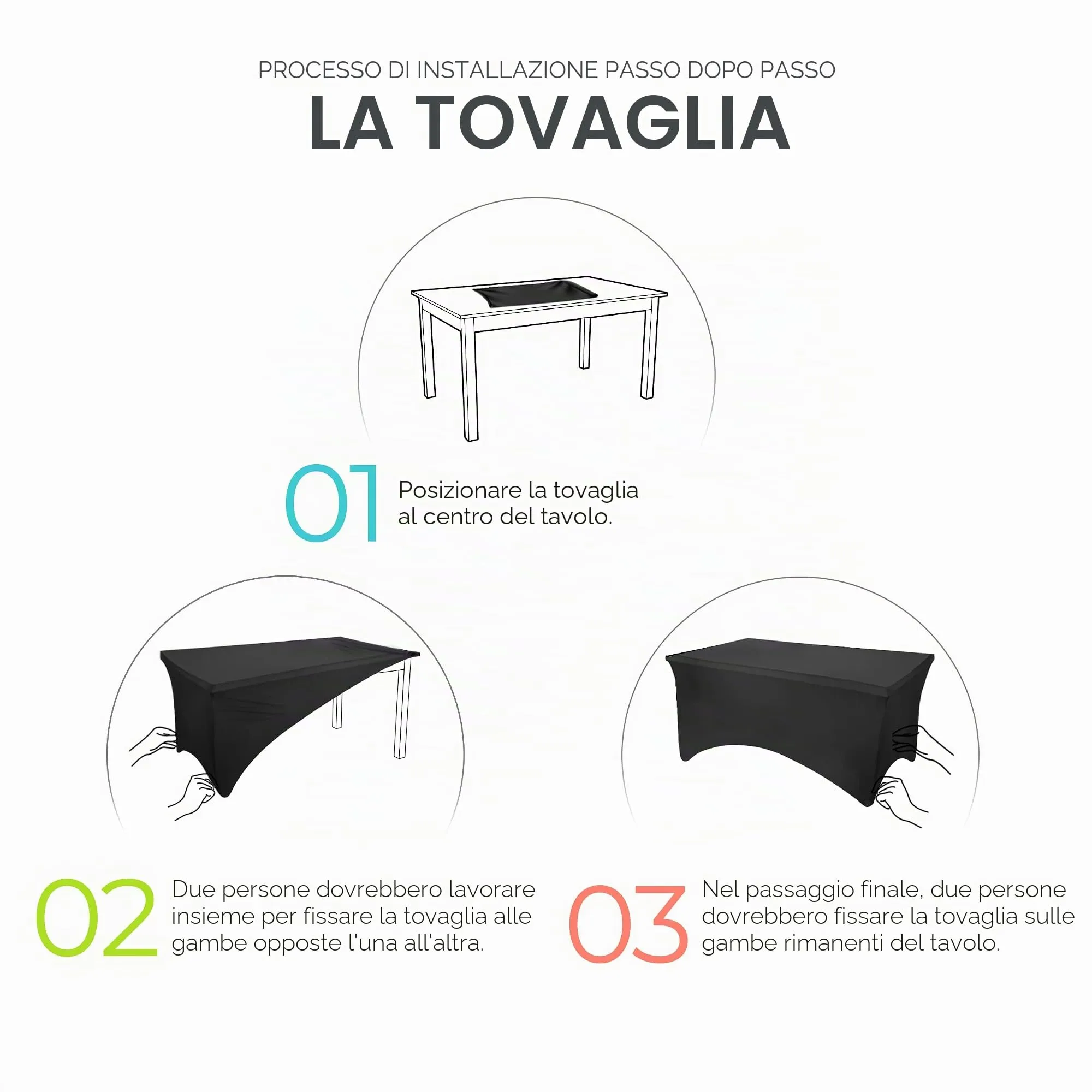 Utopia Kitchen Tovaglia Estensibile [6 Piedi, 183 cm] Copritavolo in Poliestere e Spandex - Lavabile in Lavatrice e Resistente alle Pieghe per Eventi e Feste (Confezione da 2, Grigio) - immagine 3
