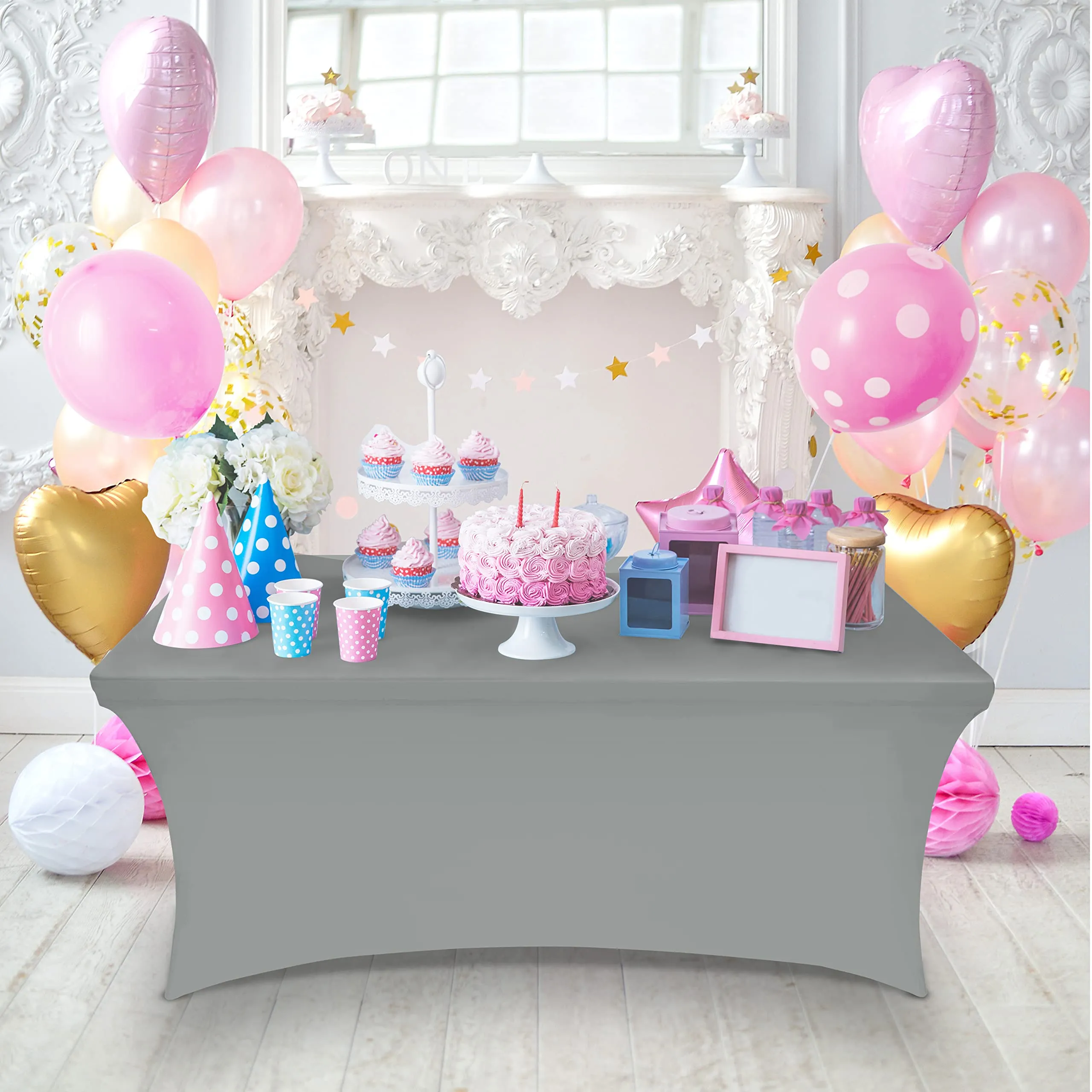 Utopia Kitchen Tovaglia Estensibile [6 Piedi, 183 cm] Copritavolo in Poliestere e Spandex - Lavabile in Lavatrice e Resistente alle Pieghe per Eventi e Feste (Confezione da 2, Grigio) - immagine 8