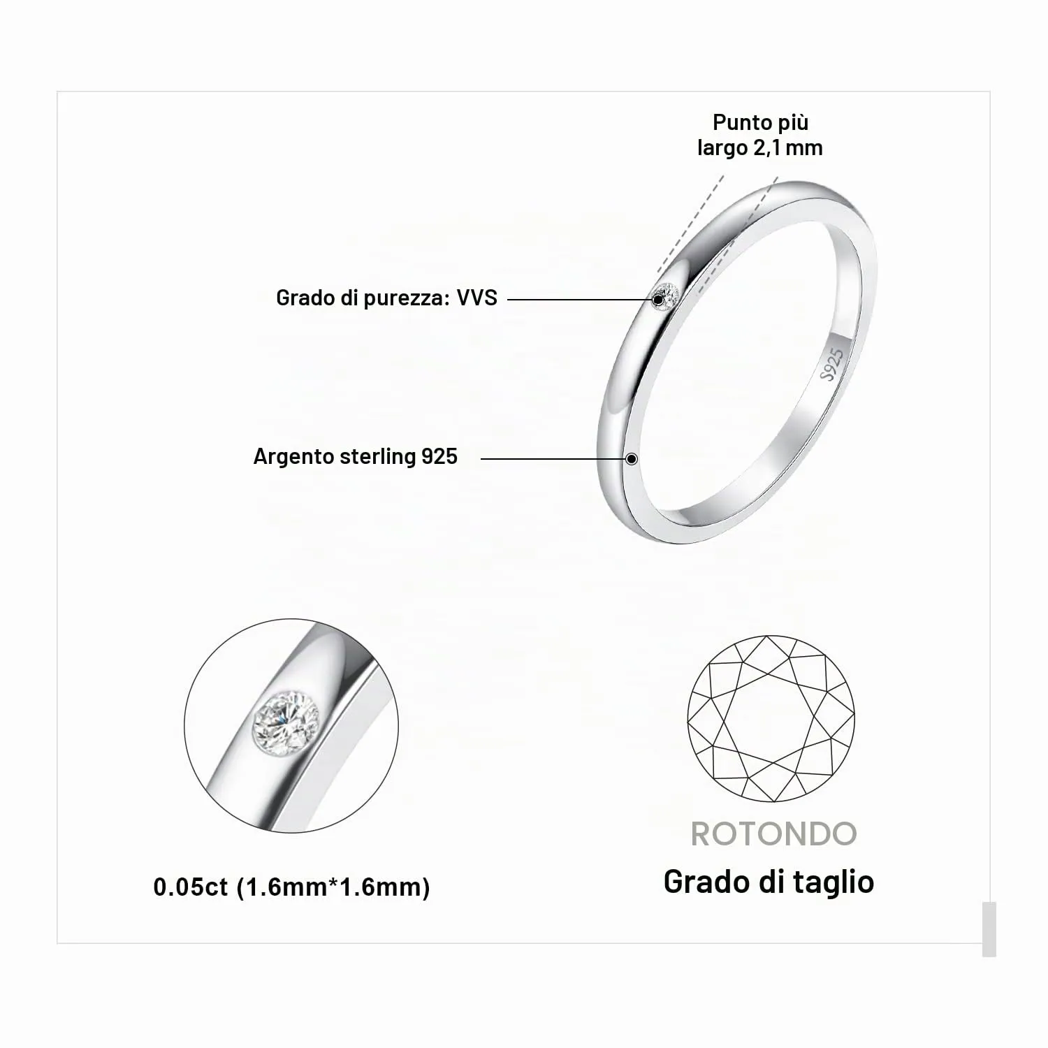 JewelryPalace Classici Pave Anello Impilabile Donna in Argento 925 con Cubica Zirconia, Tre Ori Solitario a 3-5 Pietre Oro Rosa Dorato, Fedi Nuziali Set Gioielli Donna - immagine 2