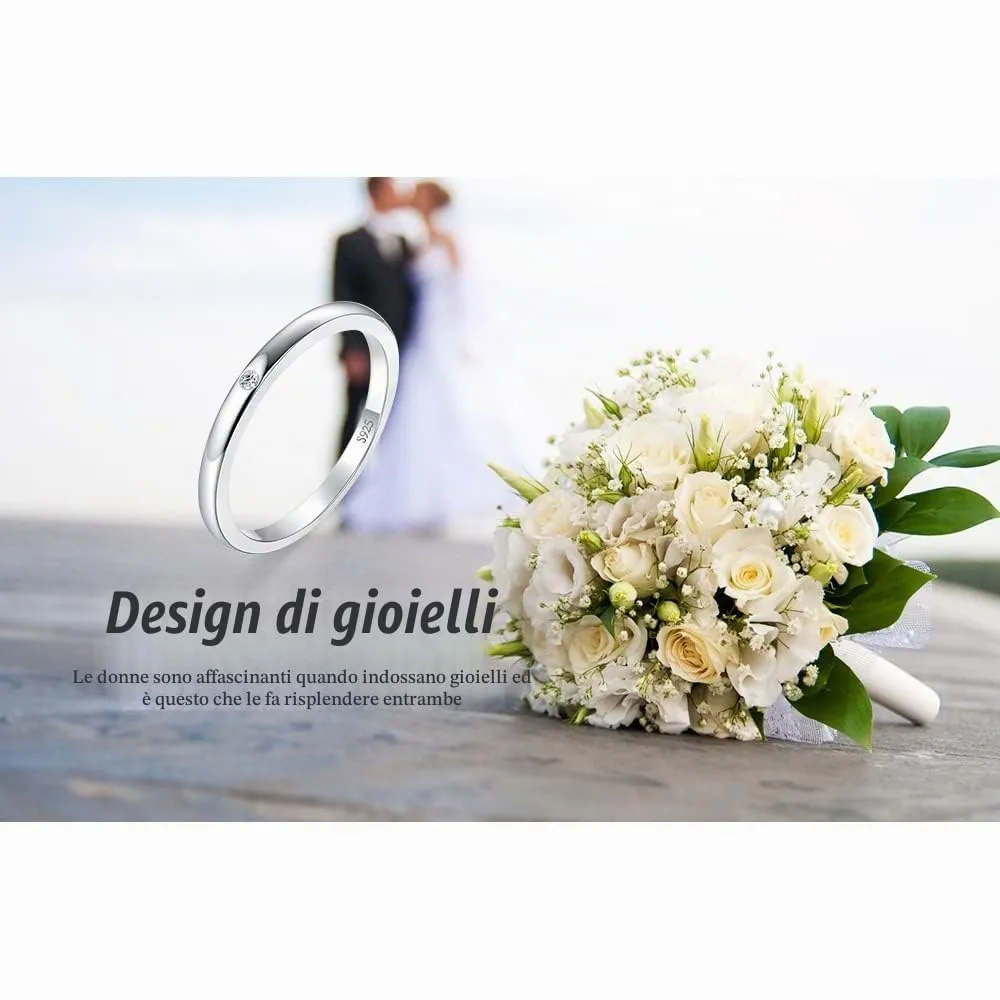 JewelryPalace Classici Pave Anello Impilabile Donna in Argento 925 con Cubica Zirconia, Tre Ori Solitario a 3-5 Pietre Oro Rosa Dorato, Fedi Nuziali Set Gioielli Donna - immagine 6