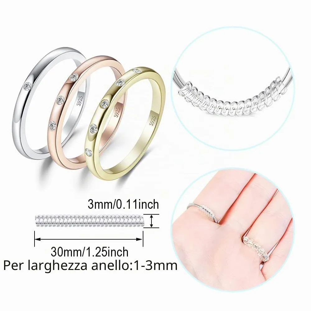 JewelryPalace Classici Anelli Impilabili Donna Argento 925 con Cubic Zirconia, Anello Dorato con Cinque Pietre Preziose, Fedi Matrimonio Set Gioielli - immagine 5