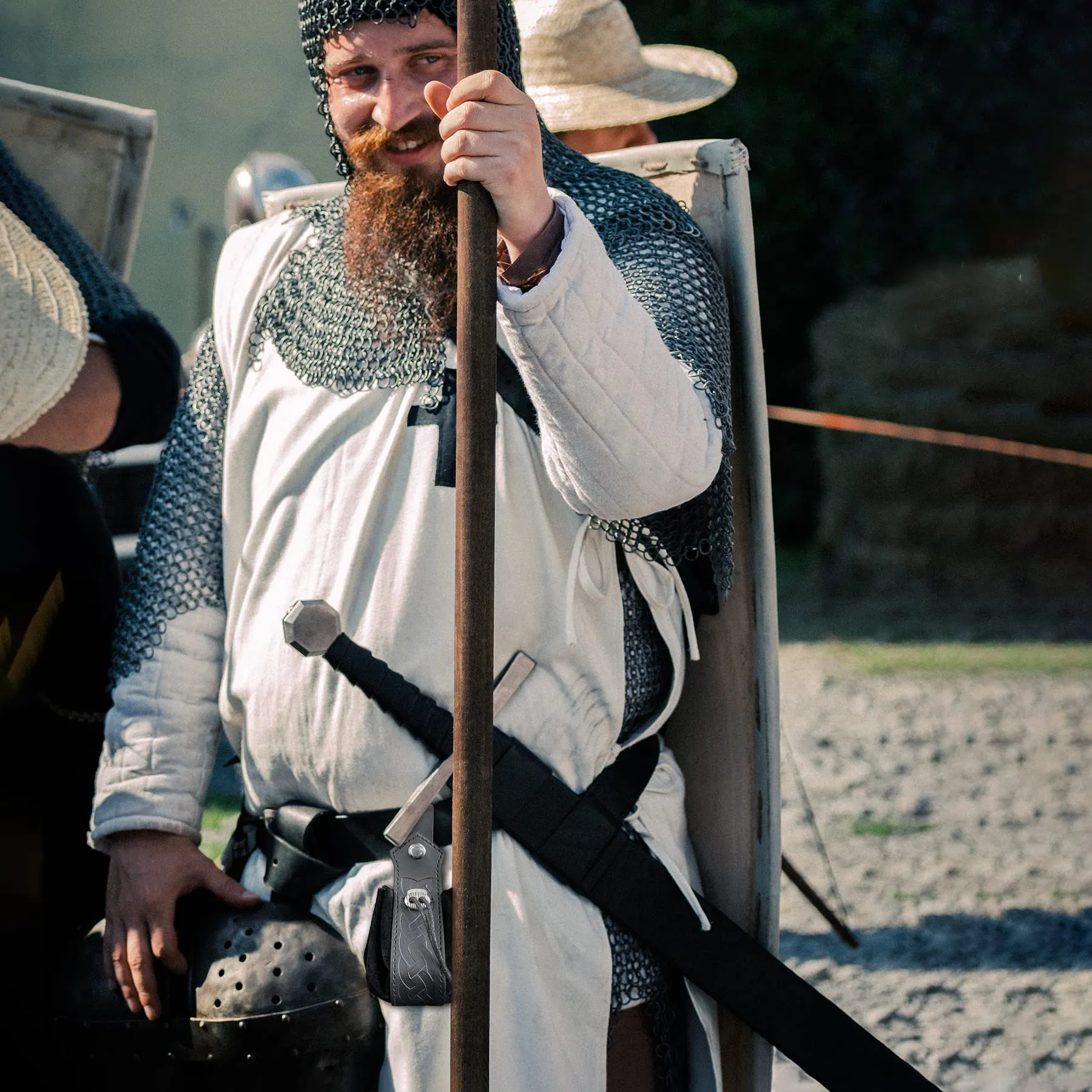 Marsupio medievale in ecopelle, marsupio vichingo con coulisse, portamonete rinascimentale vintage, sacchetto dei dadi per il LARP Halloween Ren Faire (Nero) - immagine 3