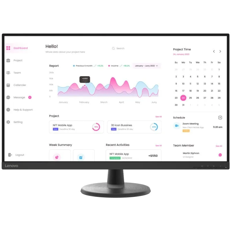 Monitor Lenovo D32-40 31.5" Full HD 1920x1080 60Hz VA LCD Flicker Free - immagine 1
