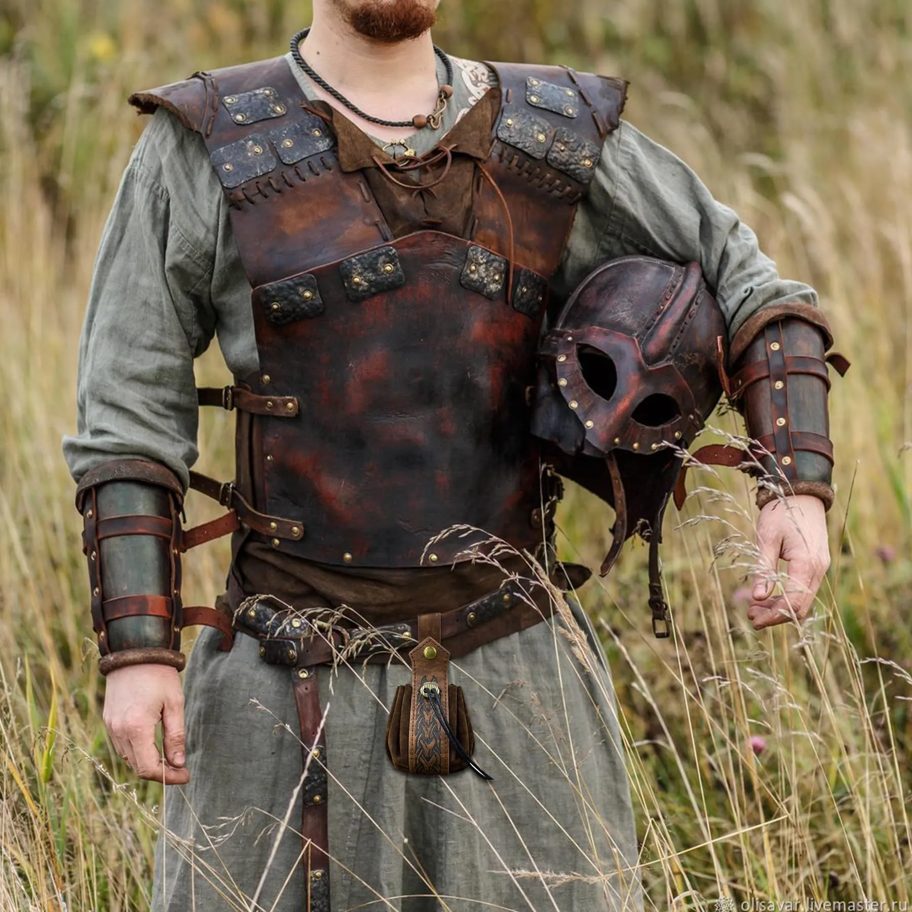 Marsupio medievale in ecopelle, marsupio vichingo con coulisse, portamonete rinascimentale vintage, sacchetto dei dadi per il LARP Halloween Ren Faire (Marrone-2) - immagine 4