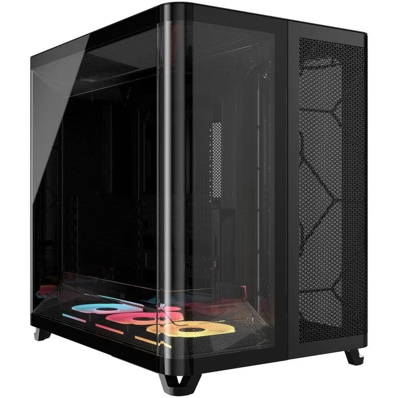 Corsair AIR 5400 LX-R Link RGB Case in vetro temperato a tripla camera, nero - immagine 1