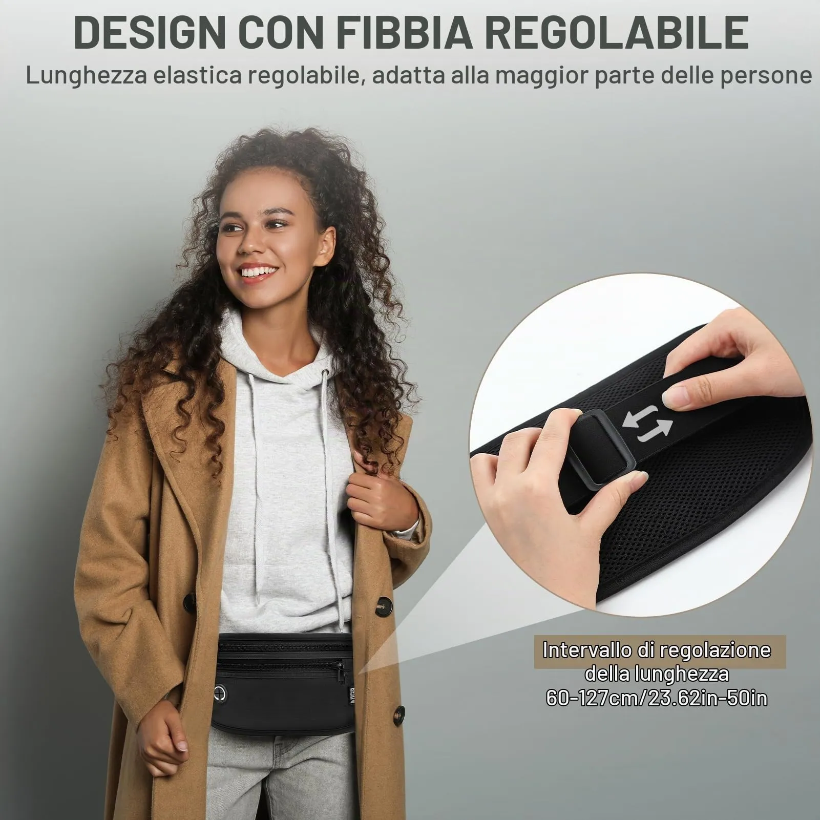 GlasFlength Marsupio da Viaggio con Blocco RFID, Cintura Portasoldi Antifurto per Uomo Donna Regolabile Sottile Borsa Sportiva per Passaporto Carte Contanti Impermeabile Cintura per Soldi (Nero) - immagine 6