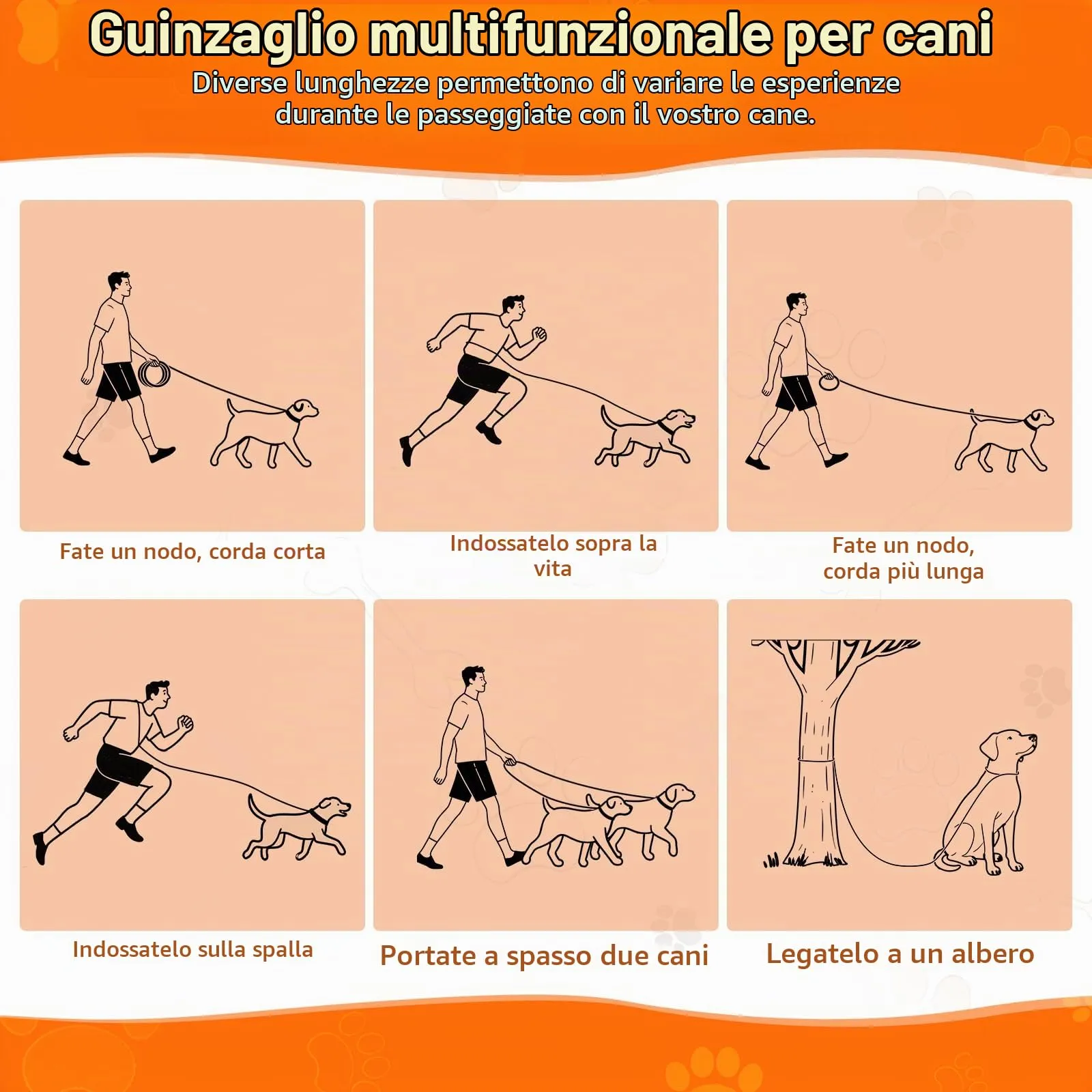 Aystkniet Guinzaglio per cani 2 metri regolabile, per cani medio‑grandi - immagine 2