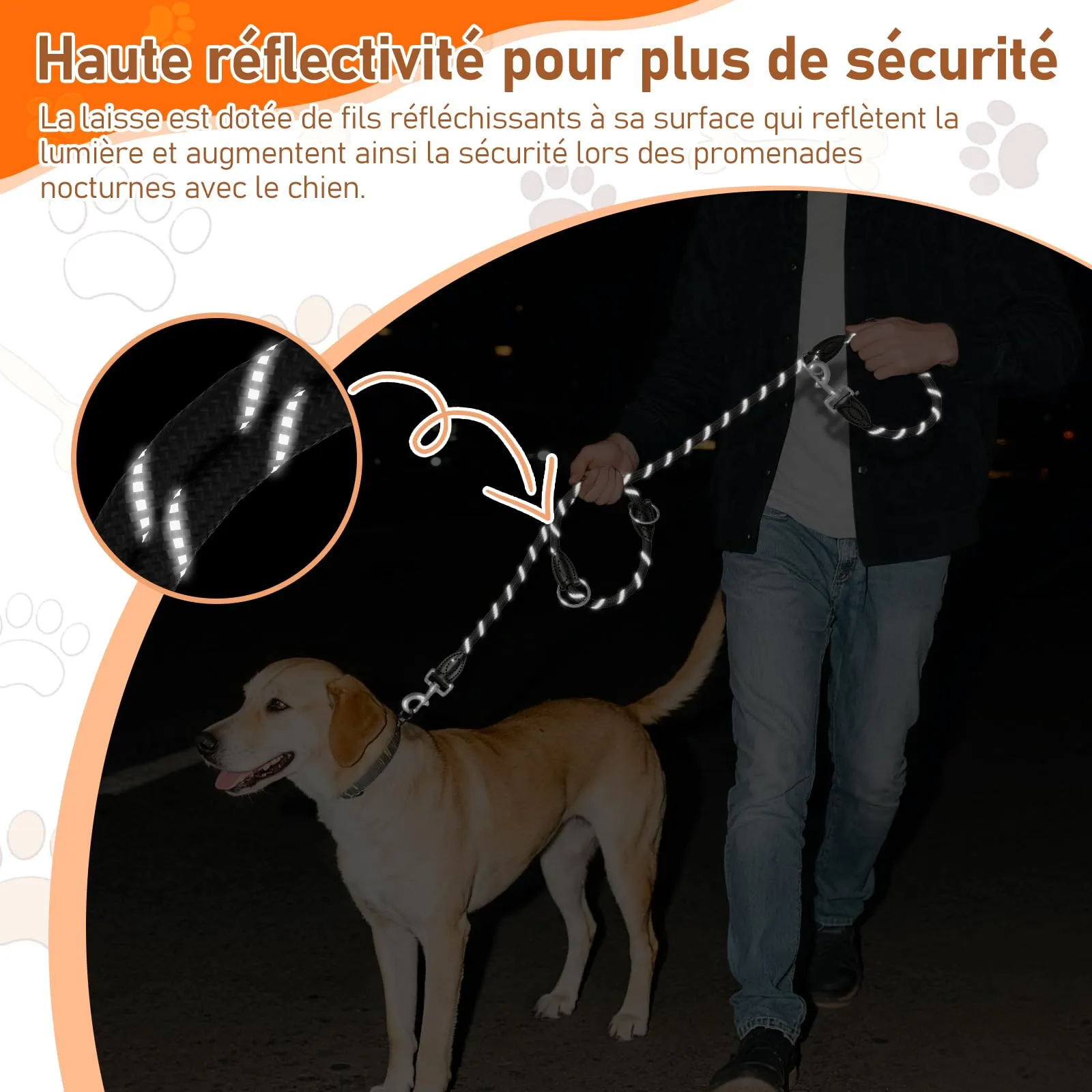 Aystkniet Guinzaglio per cani 2 metri regolabile, per cani medio‑grandi - immagine 6