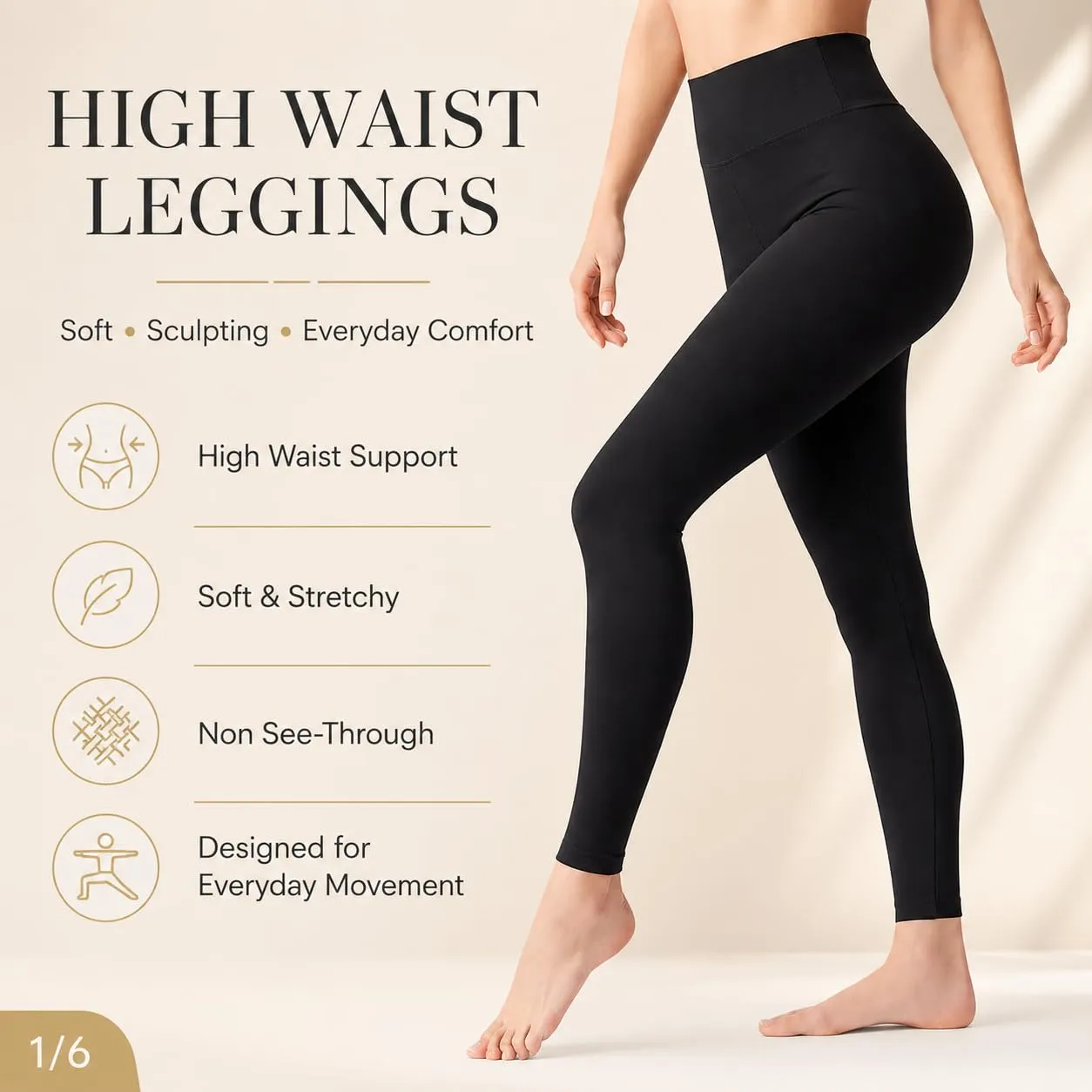 Suyamir Leggings Donna Vita Alta Made in Italy,Push Up Modellanti,Morbidi e Opachi,Elasticizzati e Traspiranti per Sport,Yoga,Fitness e Casual (IT, Testo, L, XL, Regular, Regular, Nero) - immagine 2
