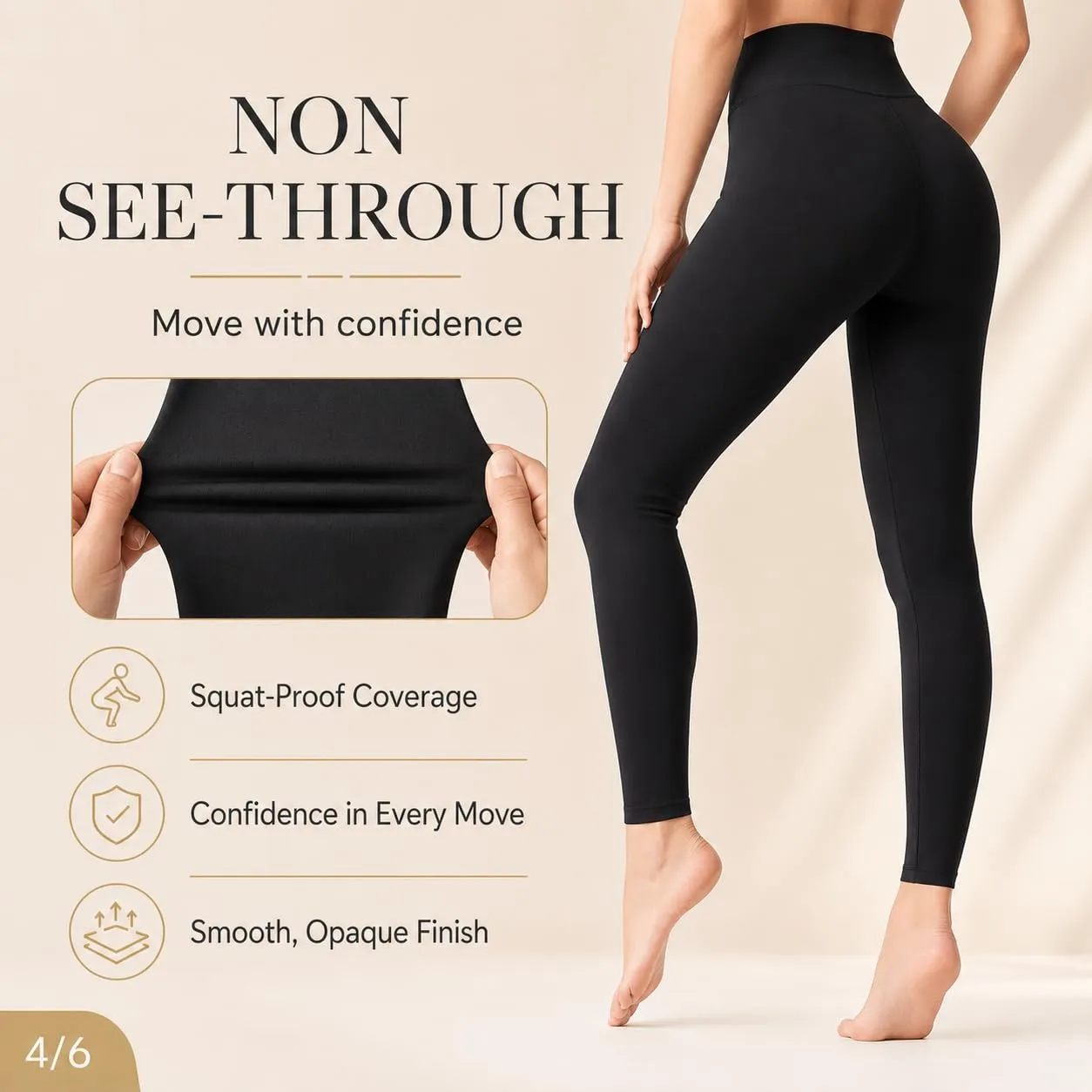 Suyamir Leggings Donna Vita Alta Made in Italy,Push Up Modellanti,Morbidi e Opachi,Elasticizzati e Traspiranti per Sport,Yoga,Fitness e Casual (IT, Testo, L, XL, Regular, Regular, Nero) - immagine 5