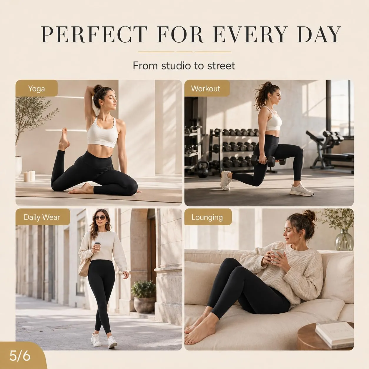 Suyamir Leggings Donna Vita Alta Made in Italy,Push Up Modellanti,Morbidi e Opachi,Elasticizzati e Traspiranti per Sport,Yoga,Fitness e Casual (IT, Testo, S, M, Regular, Regular, Nero) - immagine 6