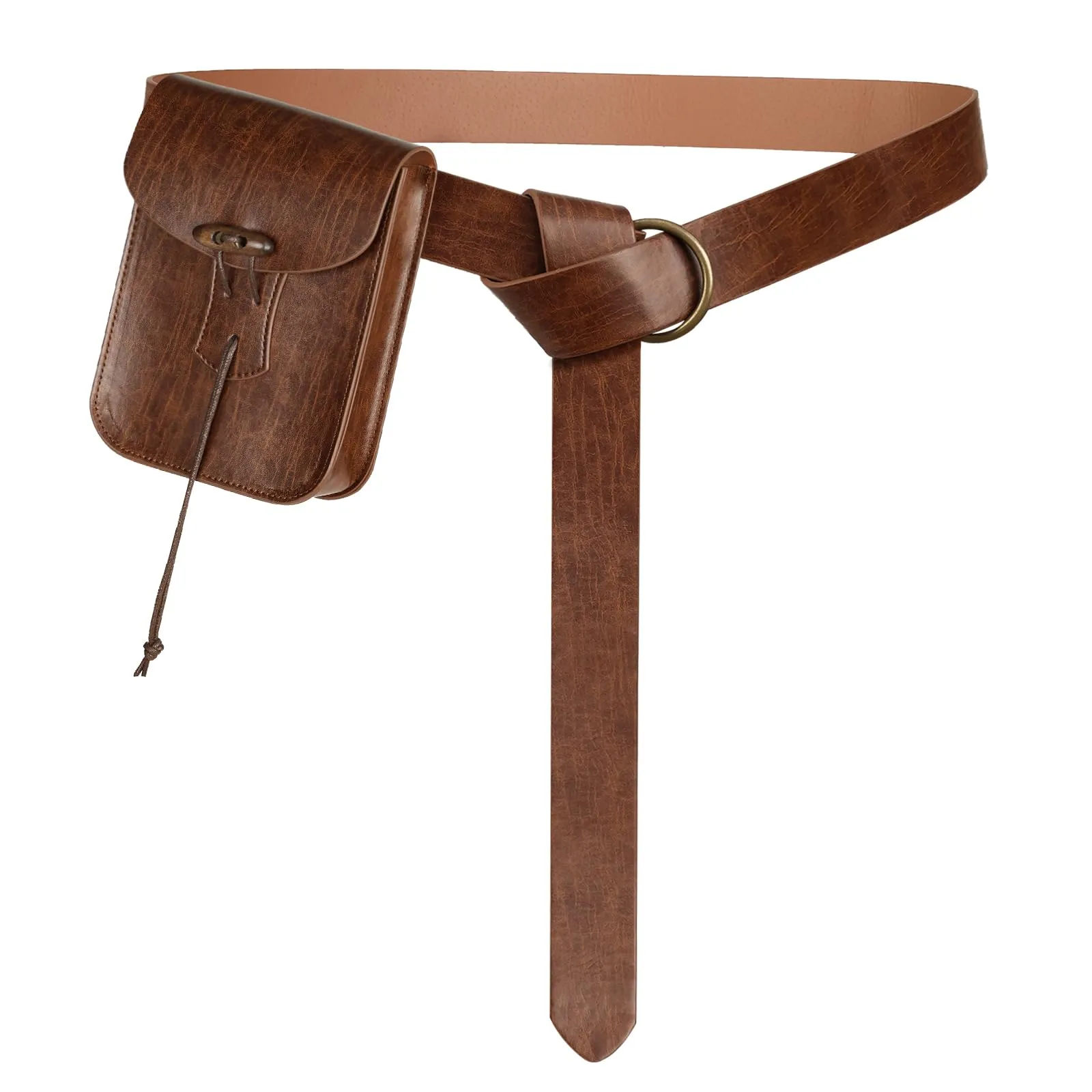 EpicCos Marsupio Rinascimentale, Accessori Medievali da Pirata per Cosplay LARP, Borsa da Vita Vintage in Pelle con Cintura da Fiera Rinascimentale, Marrone a, Taglia unica - immagine 1