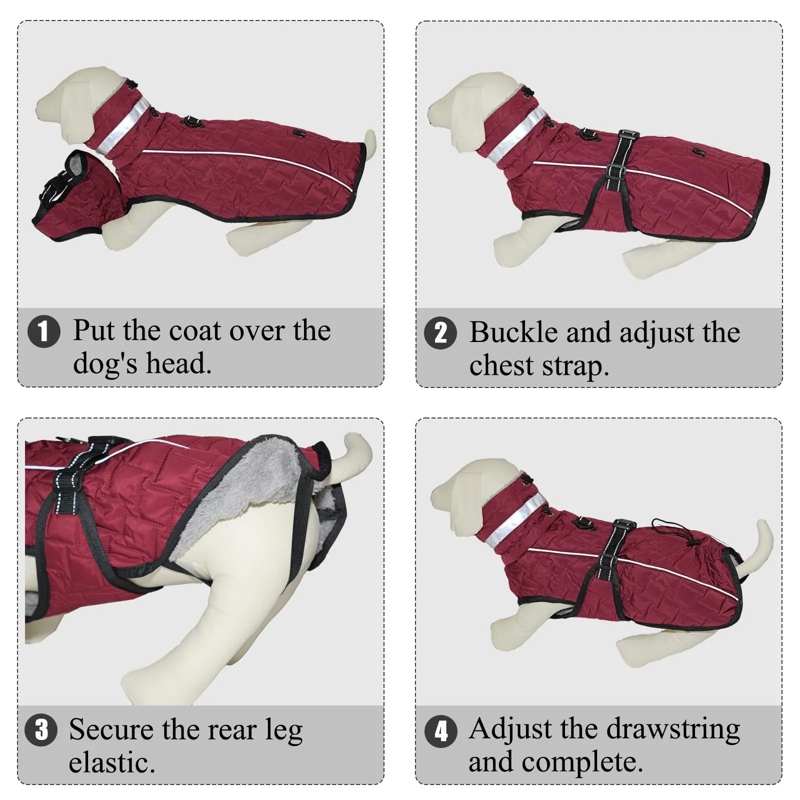Cyponpy Cappotto Impermeabile Cane Giubbotto Pile per Cani con Imbracatura Invernale Caldo Cappotti Giubbotto Impermeabile per Cani Regolabile Riflettente Cappottino Cane Taglia Piccola Media Grande - immagine 7
