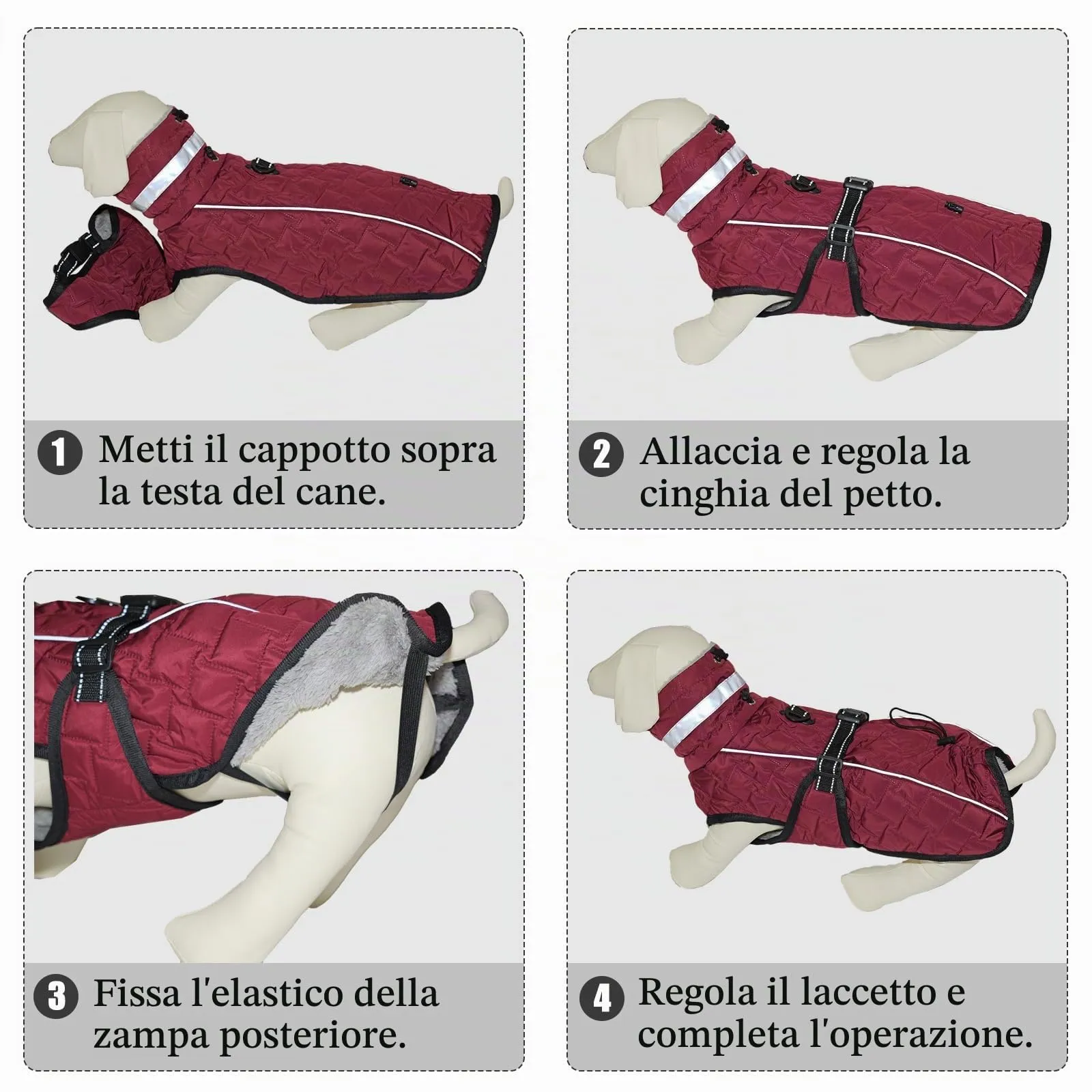 Cyponpy Cappotto Impermeabile Cane Giubbotto Pile per Cani con Imbracatura Invernale Caldo Cappotti Giubbotto Impermeabile per Cani Regolabile Riflettente Cappottino Cane Taglia Piccola Media Grande - immagine 7