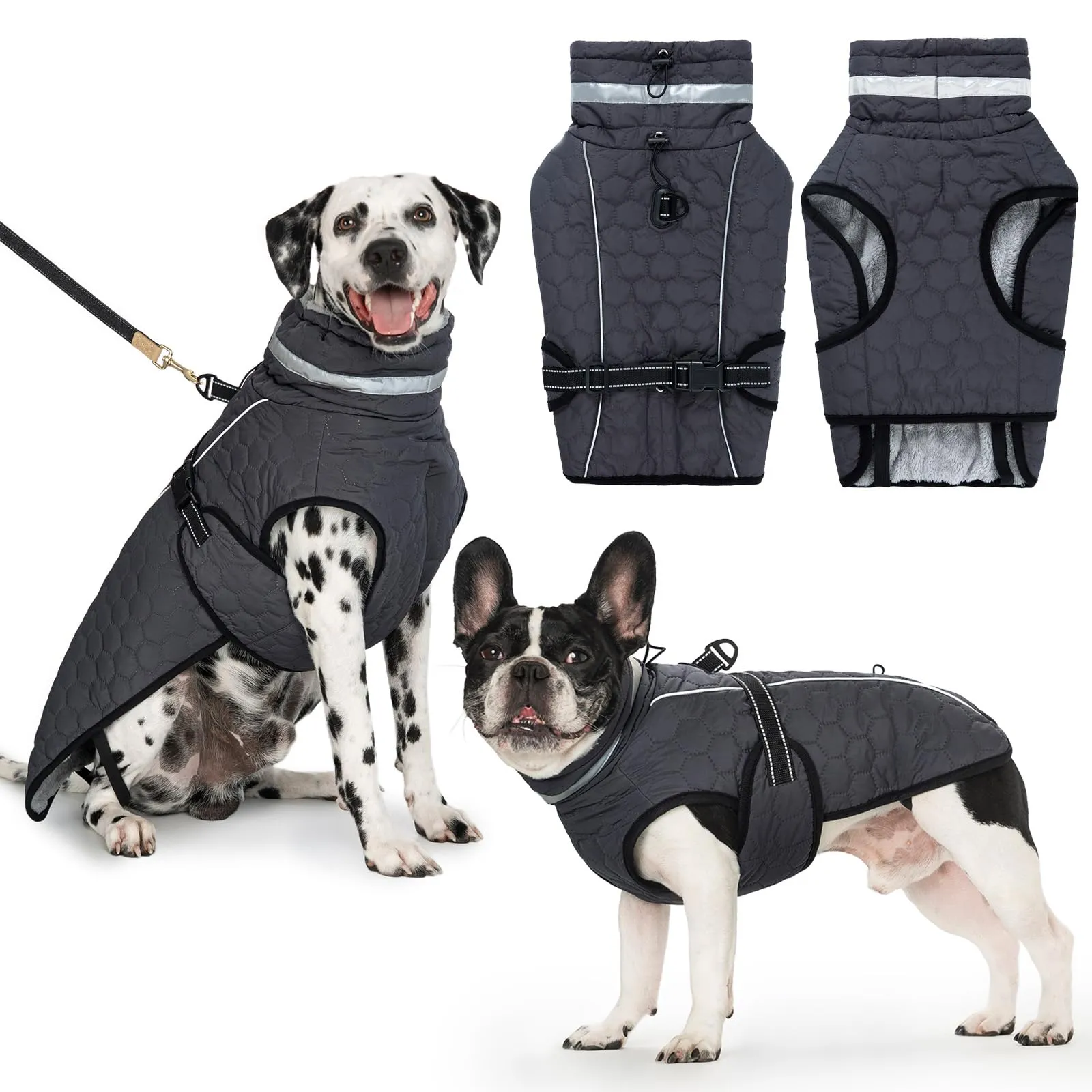Cyponpy Cappotto Impermeabile Cane Giubbotto Pile per Cani con Imbracatura Invernale Caldo Cappotti Giubbotto Impermeabile per Cani Regolabile Riflettente Cappottino Cane Taglia Piccola Media Grande - immagine 1