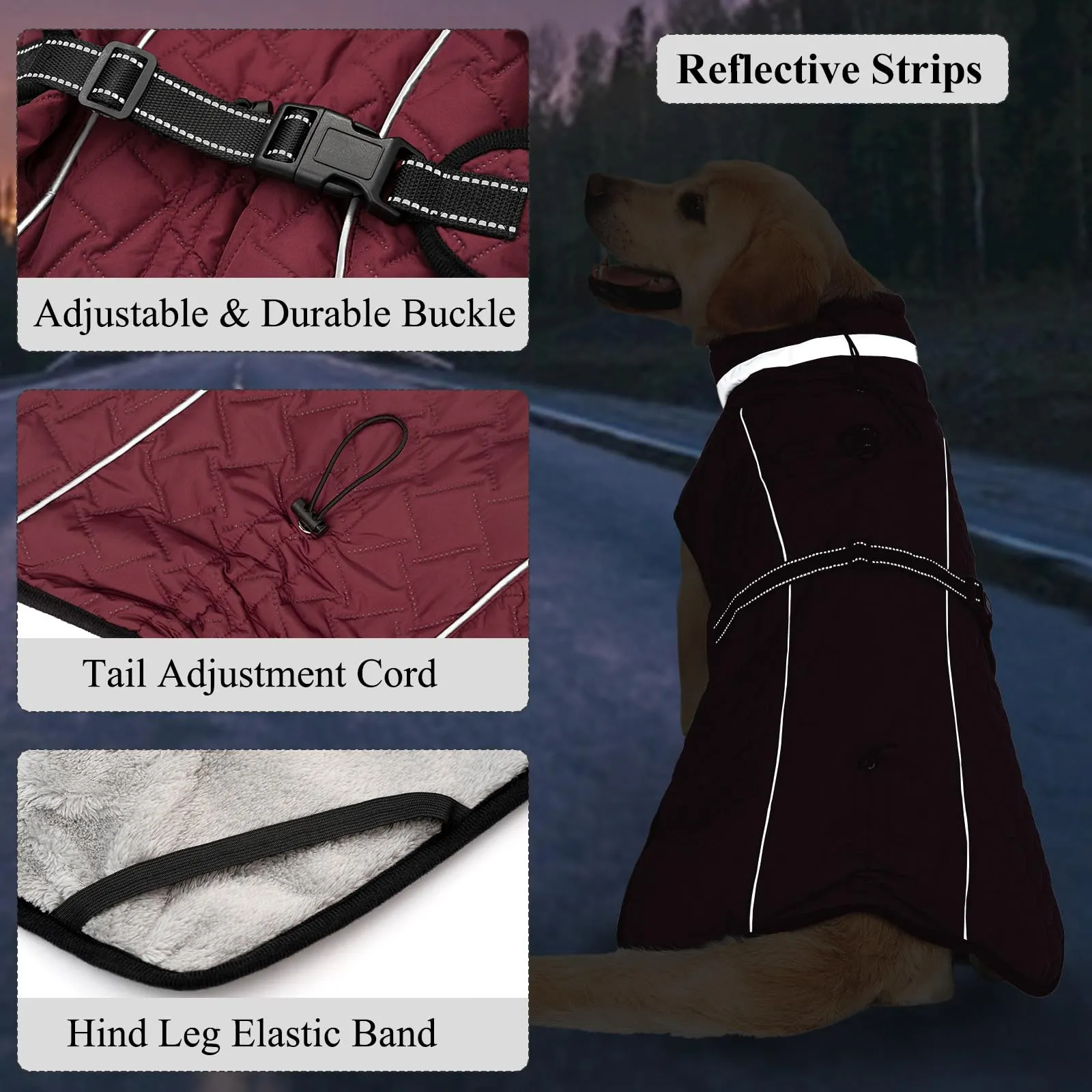 Cyponpy Cappotto Impermeabile Cane Giubbotto Pile per Cani con Imbracatura Invernale Caldo Cappotti Giubbotto Impermeabile per Cani Regolabile Riflettente Cappottino Cane Taglia Piccola Media Grande - immagine 5