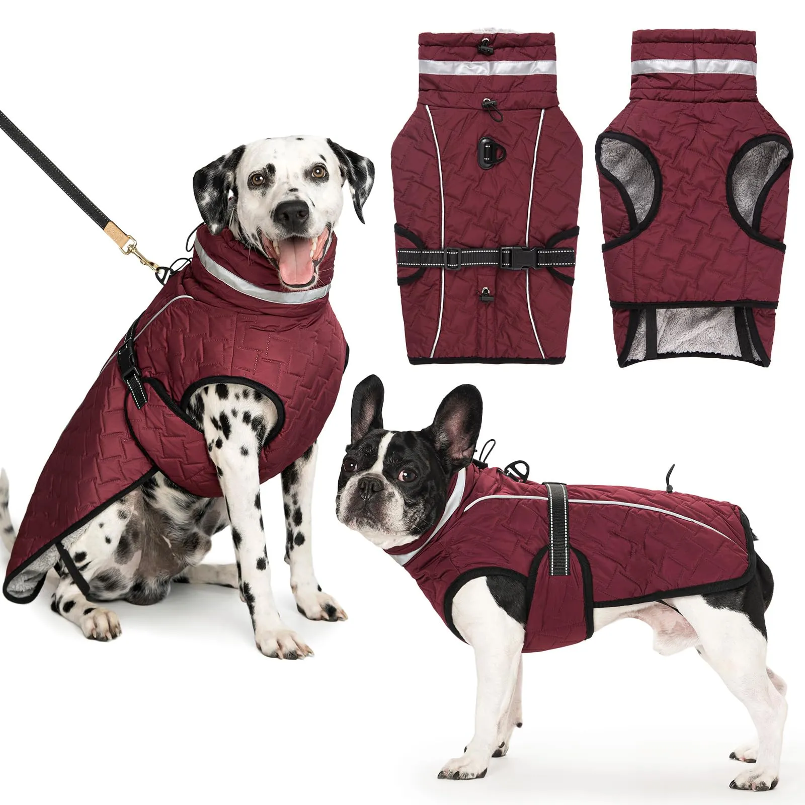 Cyponpy Cappotto Impermeabile Cane Giubbotto Pile per Cani con Imbracatura Invernale Caldo Cappotti Giubbotto Impermeabile per Cani Regolabile Riflettente Cappottino Cane Taglia Piccola Media Grande - immagine 1