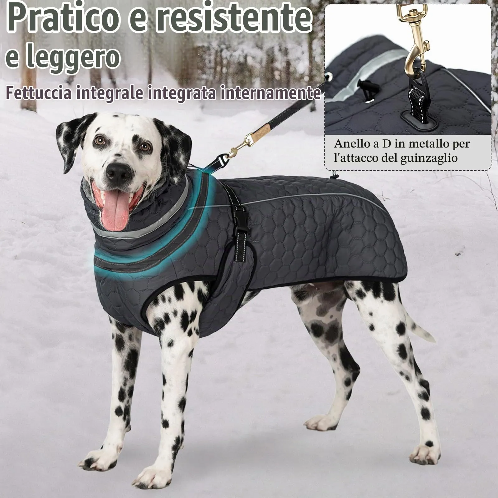 Cyponpy Cappotto Impermeabile Cane Giubbotto Pile per Cani con Imbracatura Invernale Caldo Cappotti Giubbotto Impermeabile per Cani Regolabile Riflettente Cappottino Cane Taglia Piccola Media Grande - immagine 4