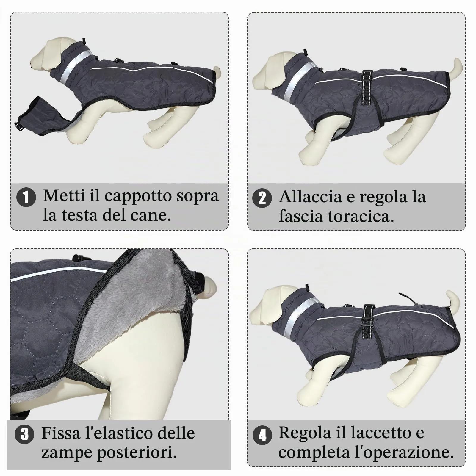 Cyponpy Cappotto Impermeabile Cane Giubbotto Pile per Cani con Imbracatura Invernale Caldo Cappotti Giubbotto Impermeabile per Cani Regolabile Riflettente Cappottino Cane Taglia Piccola Media Grande - immagine 7