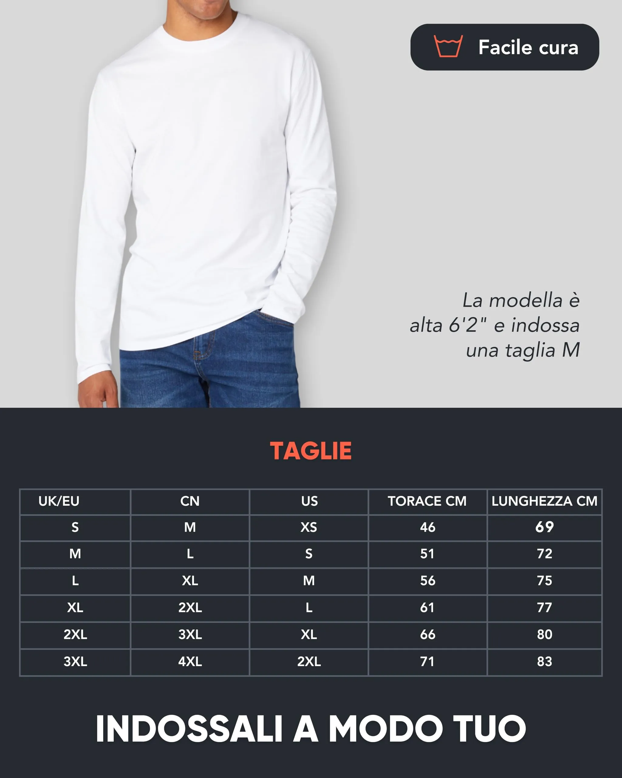 FM London Maglietta Maniche Lunghe da Uomo in Confezione da 3 - T Shirt Uomo - vestibilità Perfetta, Tessuto Premium, Magliette a Girocollo in Cotone Ultra Morbido Blanco (3 Pezzi) 3XL - immagine 5