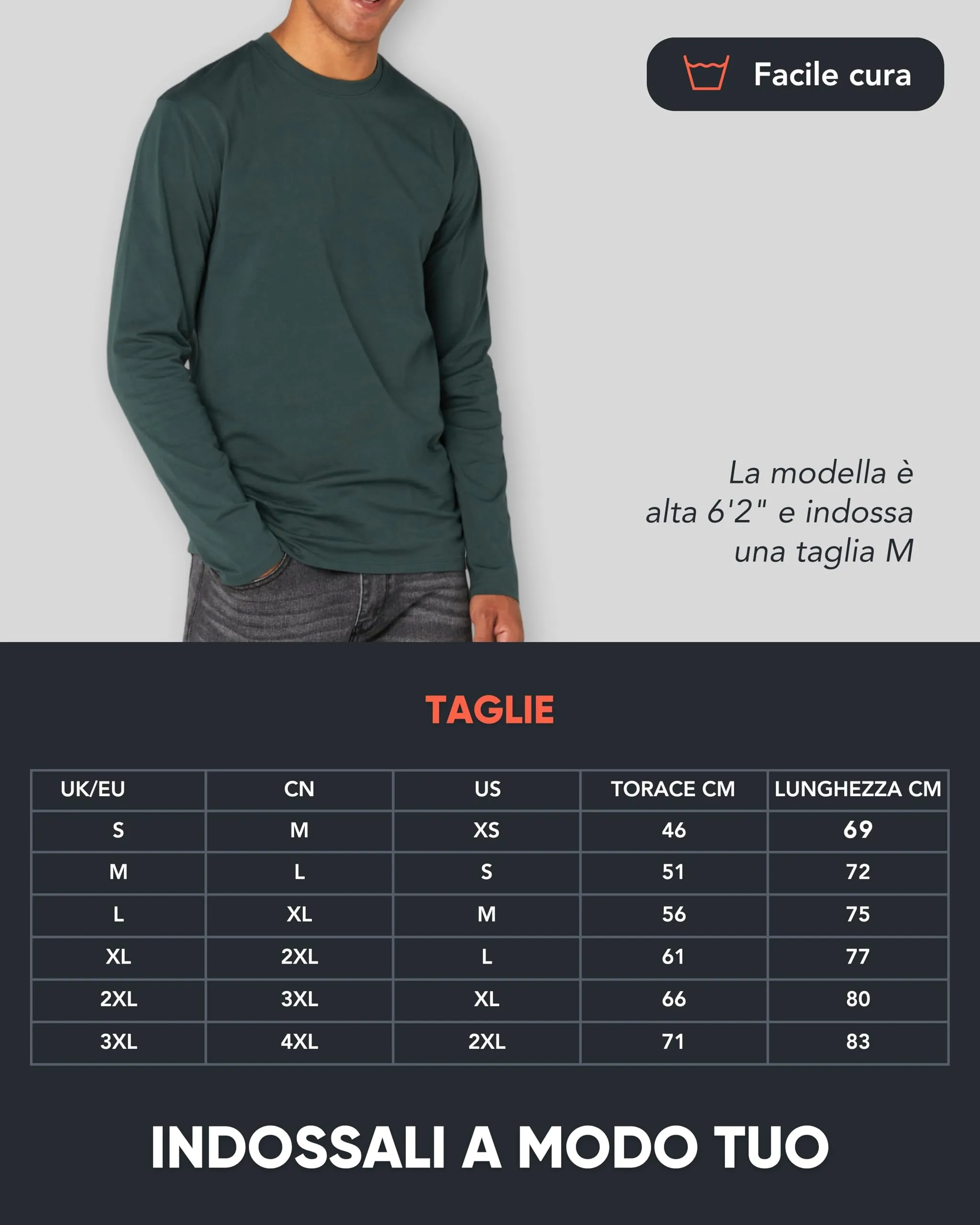 FM London Maglietta Maniche Lunghe da Uomo in Confezione da 3 - T Shirt Uomo - vestibilità Perfetta, Tessuto Premium, Magliette a Girocollo in Cotone Ultra Morbido Nero, Blu Navy, Verde (3 Pezzi) M - immagine 5