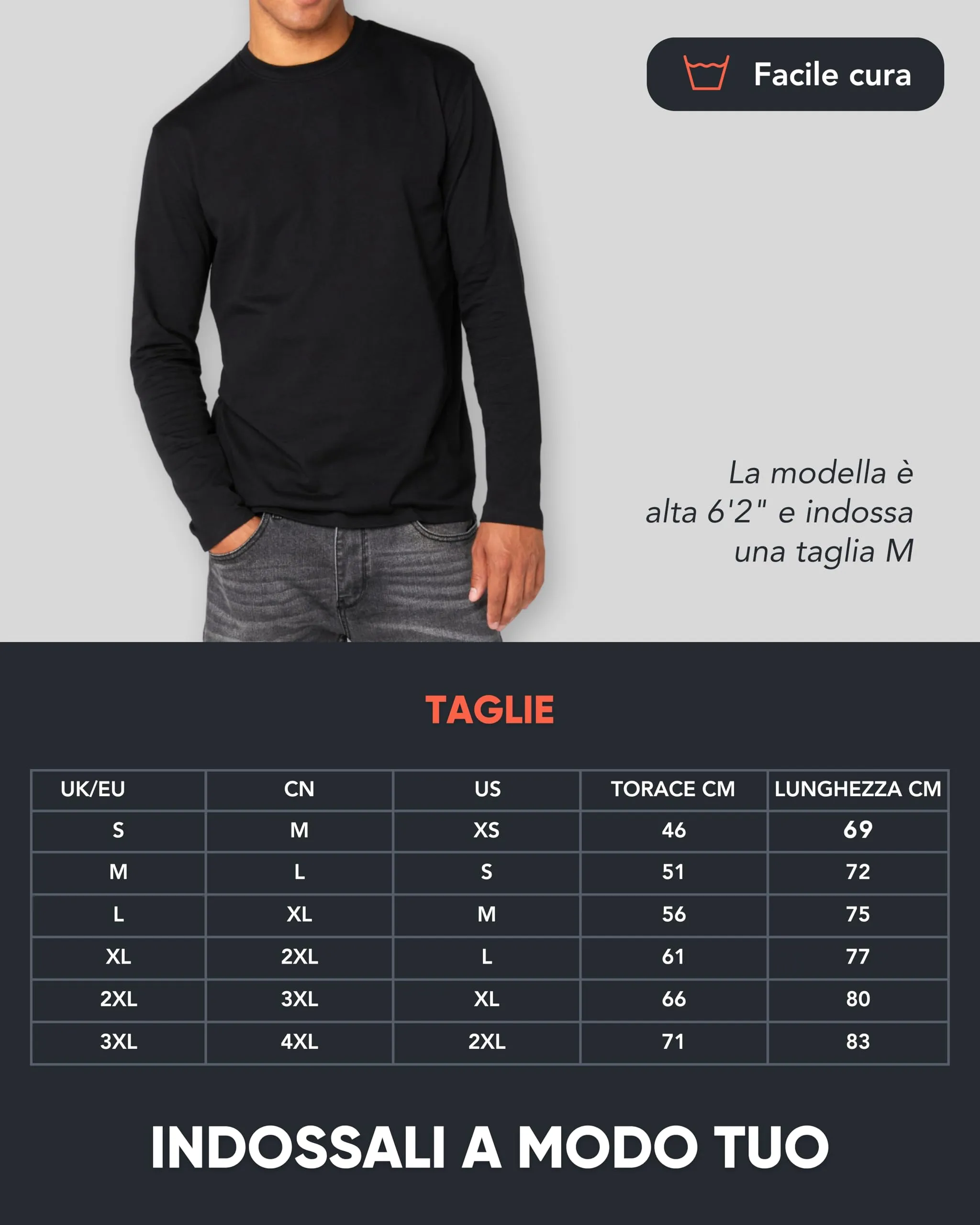 FM London Maglietta Maniche Lunghe da Uomo in Confezione da 3 - T Shirt Uomo - vestibilità Perfetta, Tessuto Premium, Magliette a Girocollo in Cotone Ultra Morbido Nero (3 Pezzi) L - immagine 5