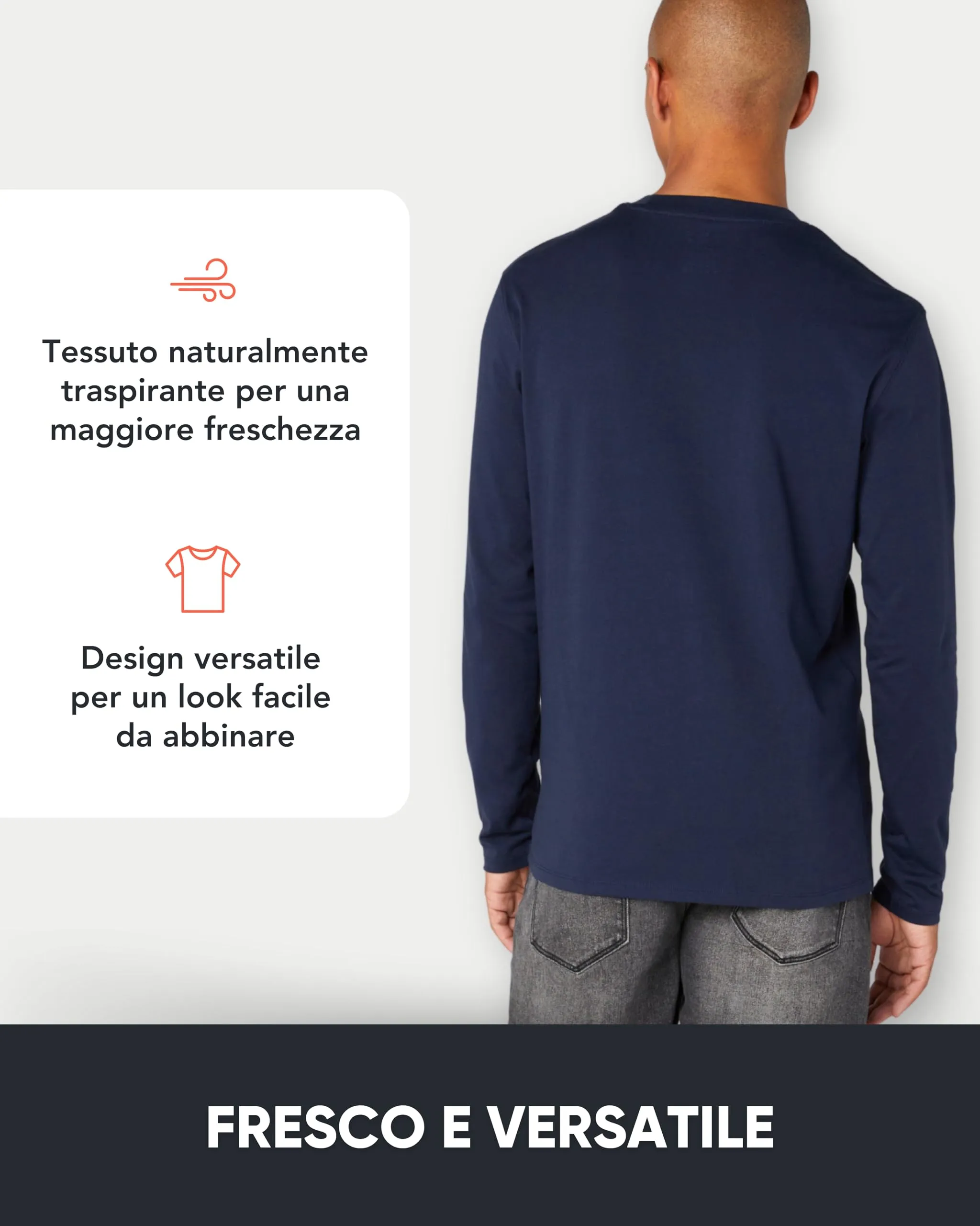 FM London Maglietta Maniche Lunghe da Uomo in Confezione da 3 - T Shirt Uomo - vestibilità Perfetta, Tessuto Premium, Magliette a Girocollo in Cotone Ultra Morbido Nero, Blu Navy, Verde (3 Pezzi) XL - immagine 4