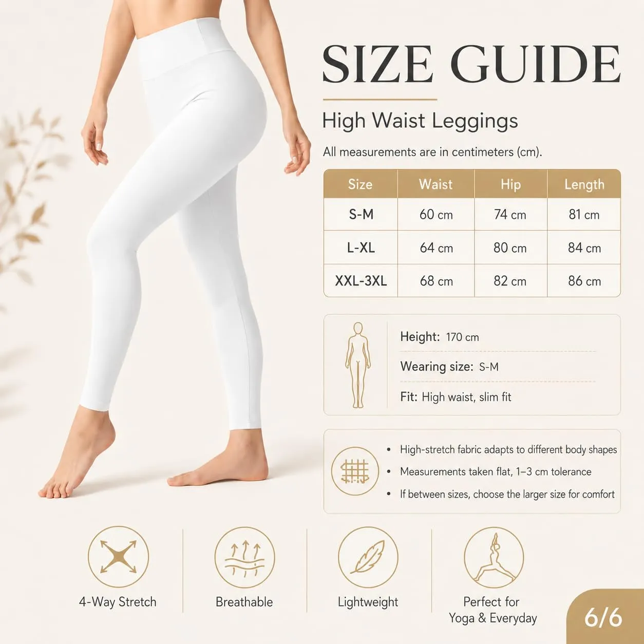 Suyamir Leggings Donna Vita Alta Made in Italy,Push Up Modellanti,Morbidi e Opachi,Elasticizzati e Traspiranti per Sport,Yoga,Fitness e Casual (IT, Testo, XXL, 3XL, Regular, Regular, Bianco) - immagine 7