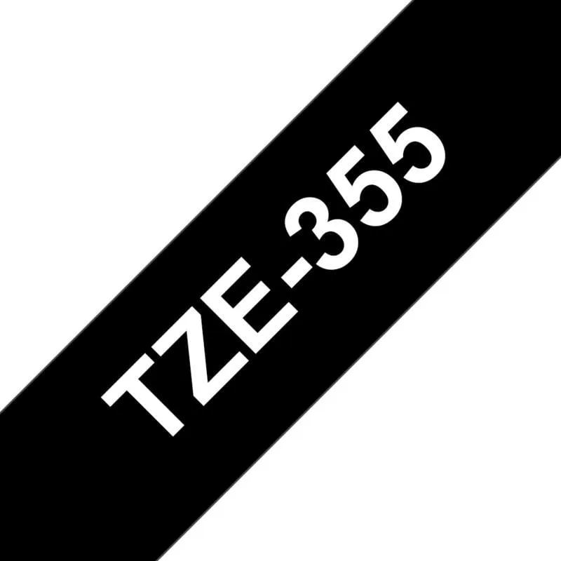 Cassetta etichettatrice Brother TZE-355 24 mm bianco su nero laminata resistente - immagine 1